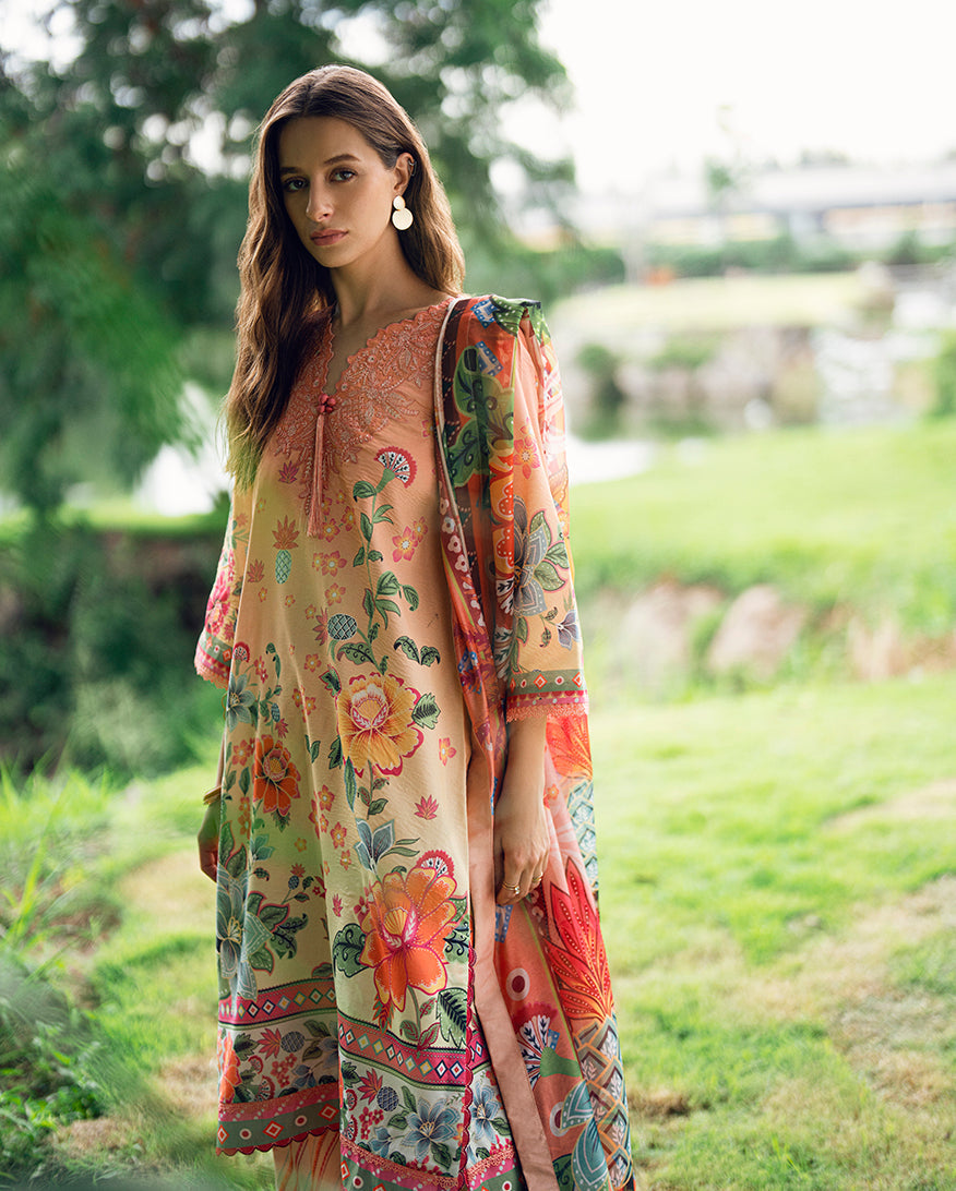 Roheenaz | Garden Veal Printed Lawn 25 | Petal Glaze - by - Libasekhas UK - Registered Vendor of : Roheenaz - 100% Original Designer Dresss
