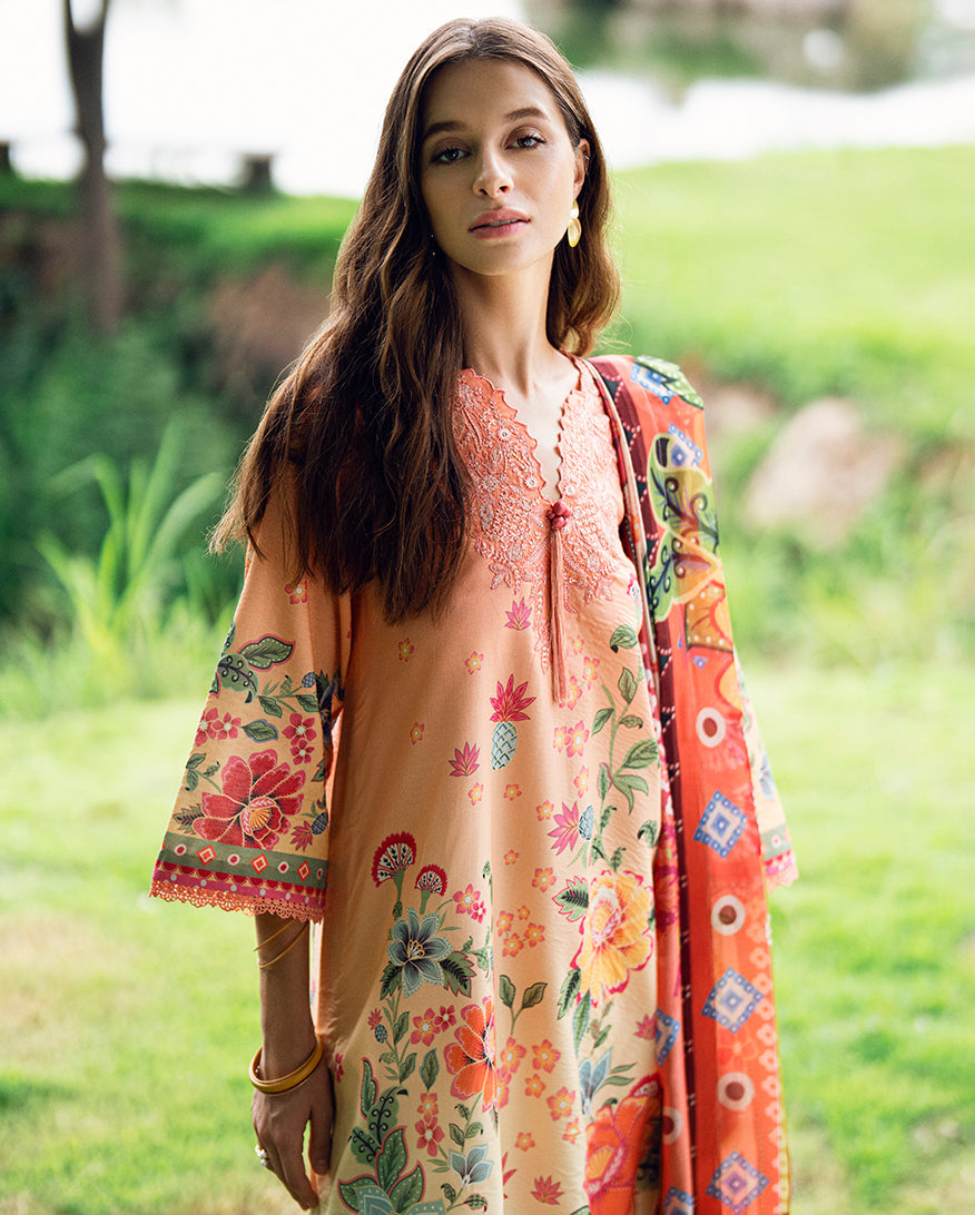 Roheenaz | Garden Veal Printed Lawn 25 | Petal Glaze - by - Libasekhas UK - Registered Vendor of : Roheenaz - 100% Original Designer Dresss