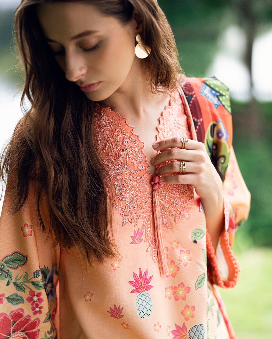 Roheenaz | Garden Veal Printed Lawn 25 | Petal Glaze - by - Libasekhas UK - Registered Vendor of : Roheenaz - 100% Original Designer Dresss