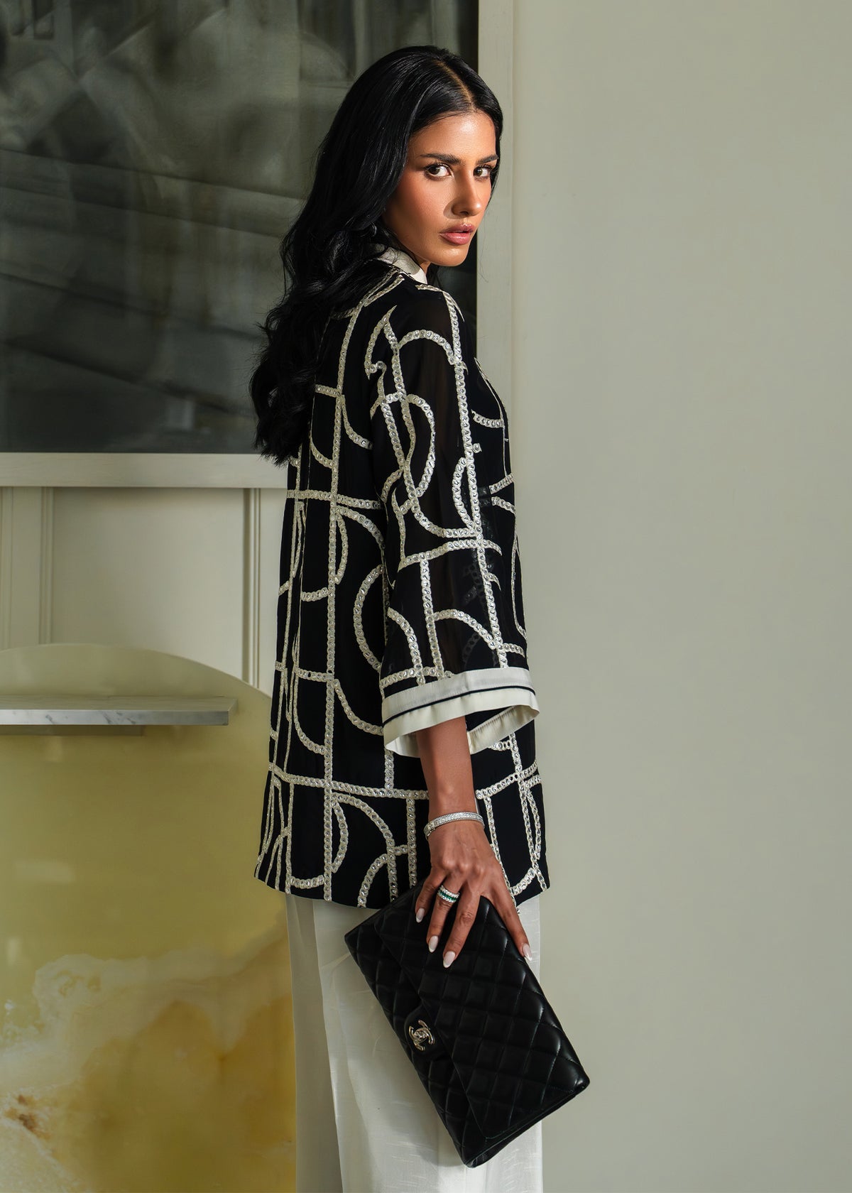 Mahgul | Mahsa Formals |Monochrome Muse - by Libasekhas UK - Registered Vendor of : Mahgul - 100% Original Designer Dress