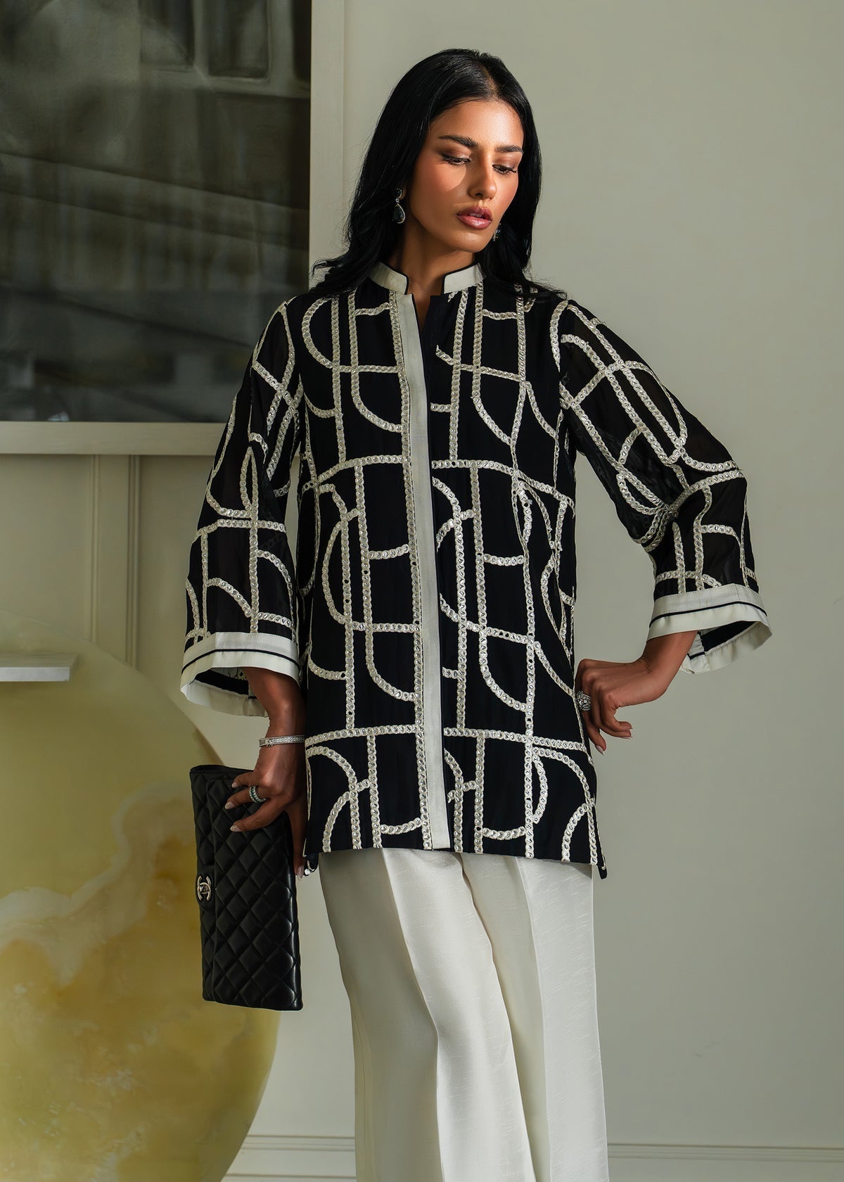 Mahgul | Mahsa Formals |Monochrome Muse - by Libasekhas UK - Registered Vendor of : Mahgul - 100% Original Designer Dress