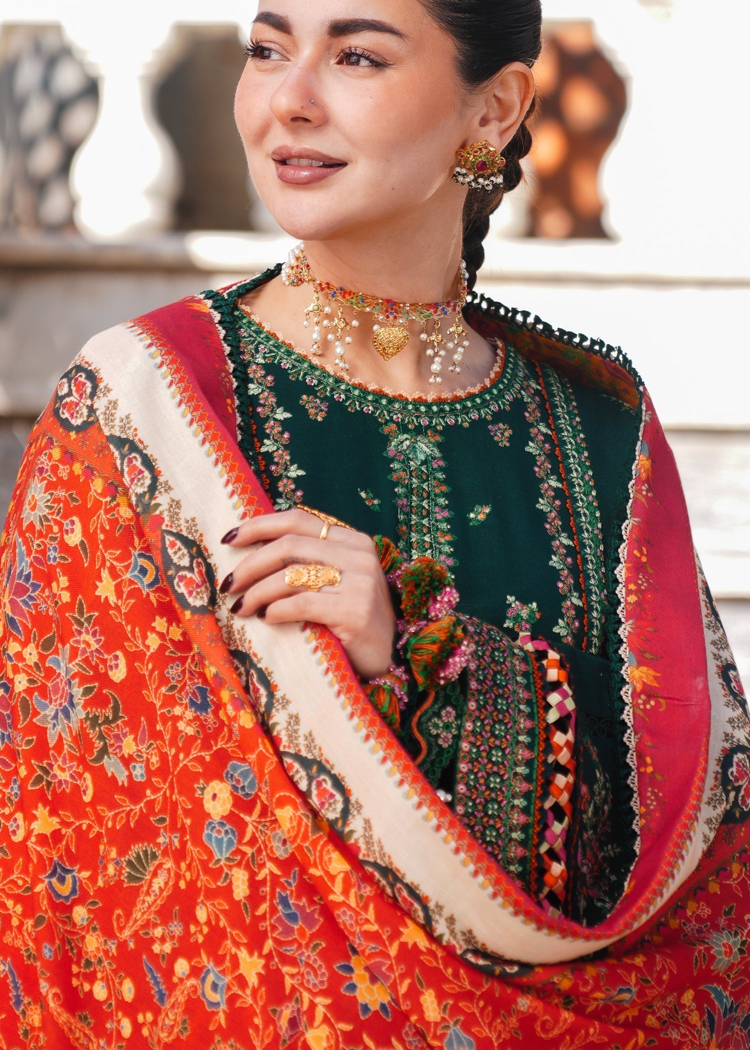 Hussain Rehar | Winter Shawl 24 | Masarrah - by - Libasekhas UK - Registered Vendor of : Hussain Rehar - 100% Original Designer Dresss