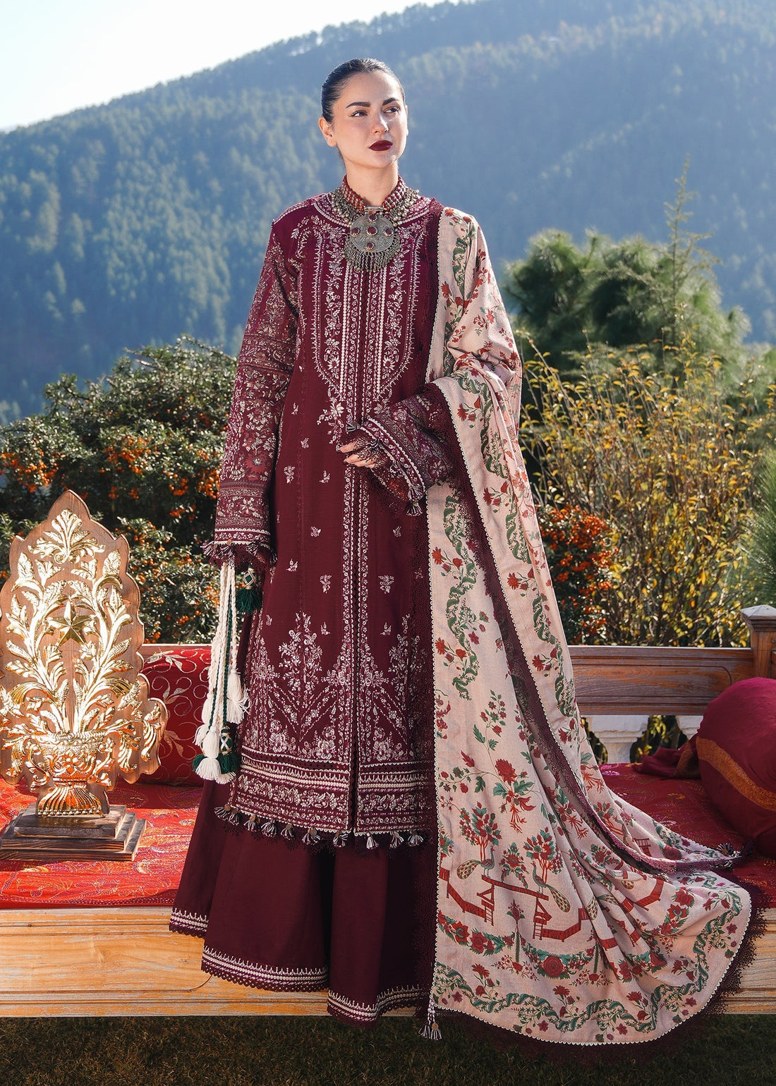Hussain Rehar | Winter Shawl 24 | Zaran - by - Libasekhas UK - Registered Vendor of : Hussain Rehar - 100% Original Designer Dresss