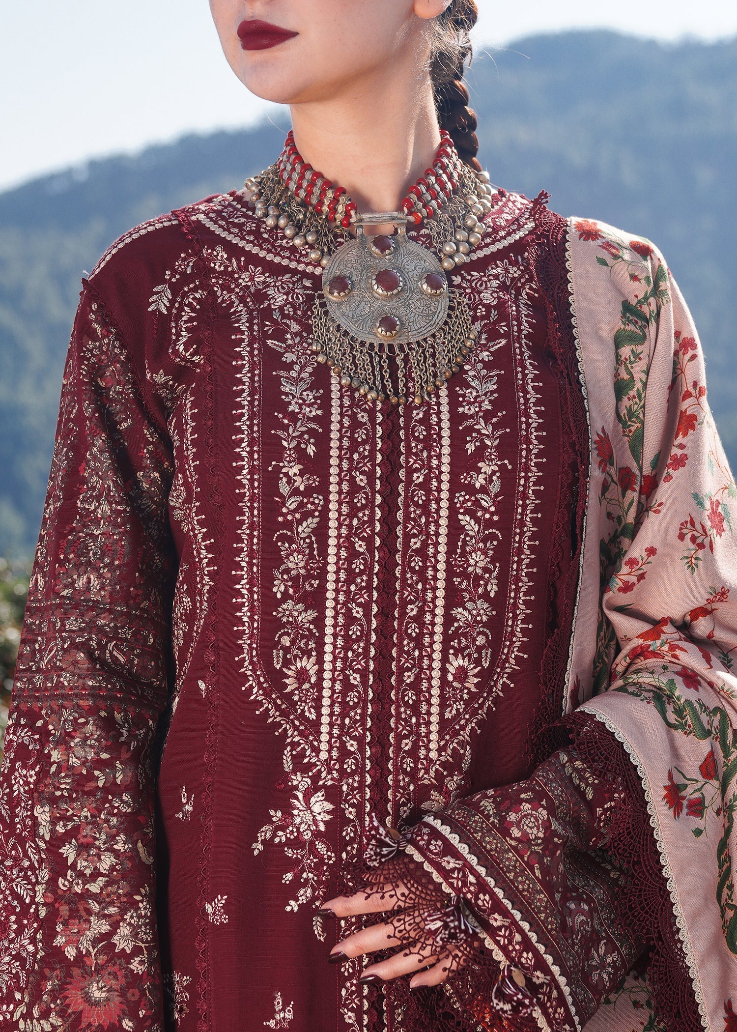 Hussain Rehar | Winter Shawl 24 | Zaran - by - Libasekhas UK - Registered Vendor of : Hussain Rehar - 100% Original Designer Dresss