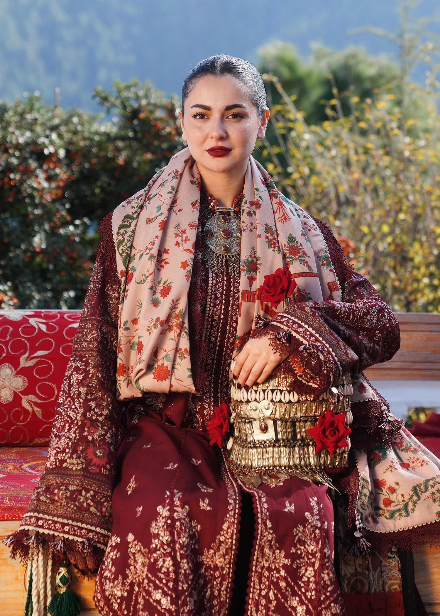 Hussain Rehar | Winter Shawl 24 | Zaran - by - Libasekhas UK - Registered Vendor of : Hussain Rehar - 100% Original Designer Dresss