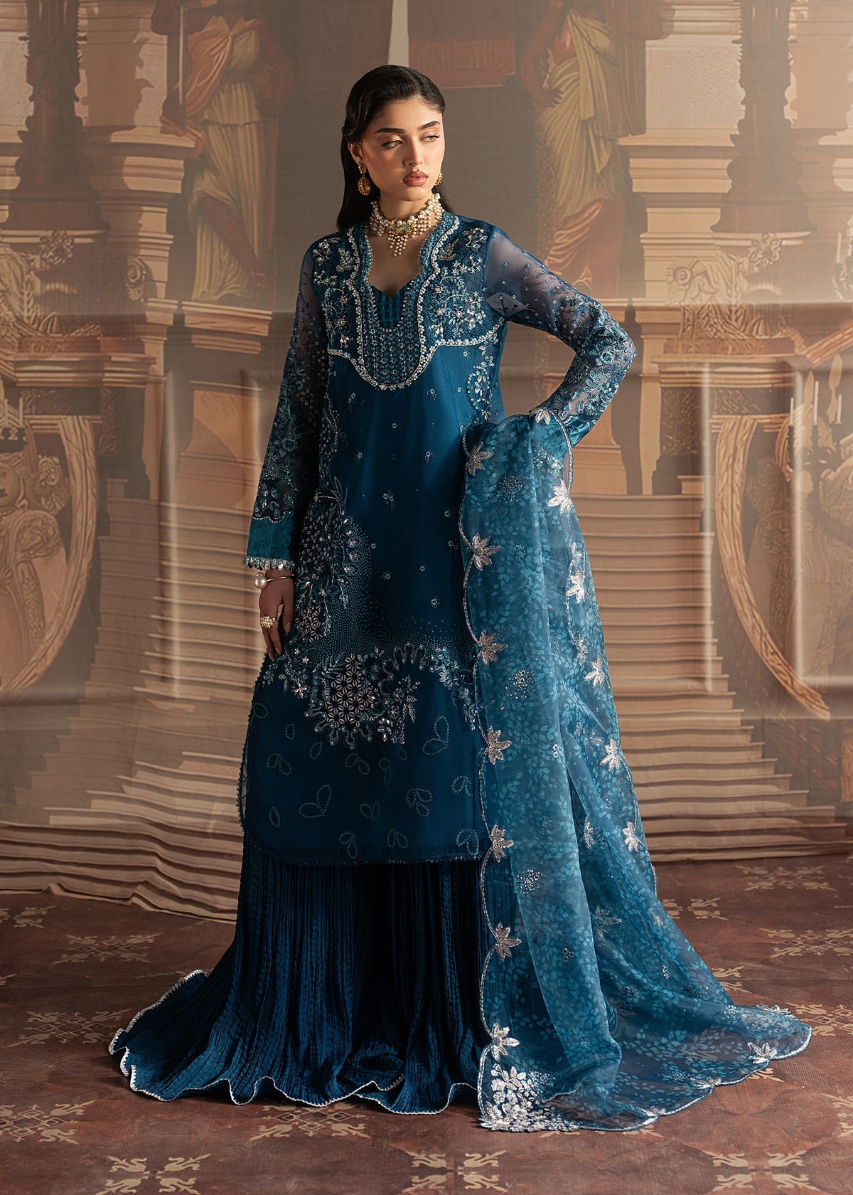 Sadaf Fawad Khan | Roya Lumiere | Marine Elan - by Libasekhas UK - Registered Vendor of : Sadaf Fawad Khan - 100% Original Designer Dress