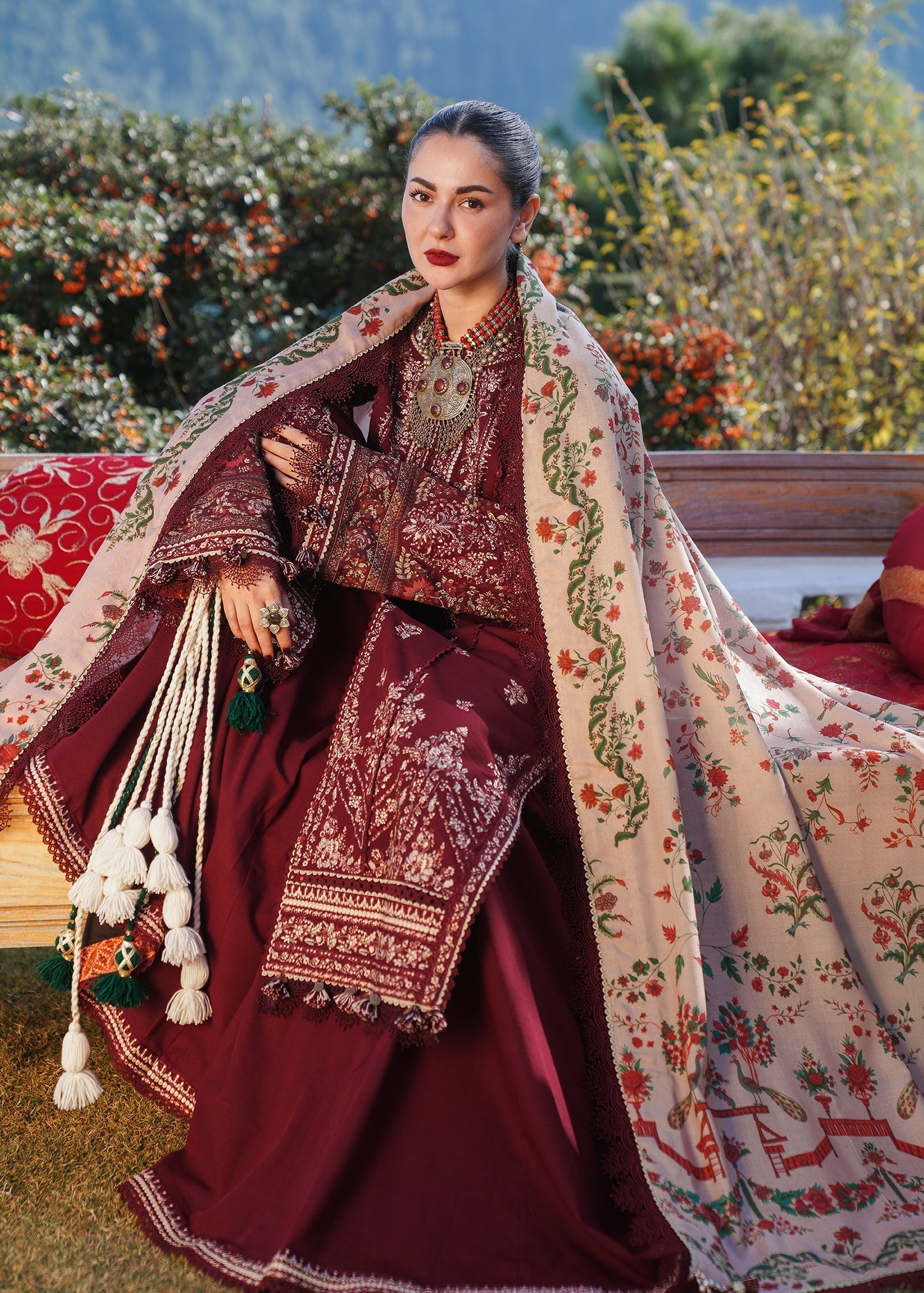 Hussain Rehar | Winter Shawl 24 | Zaran - by - Libasekhas UK - Registered Vendor of : Hussain Rehar - 100% Original Designer Dresss