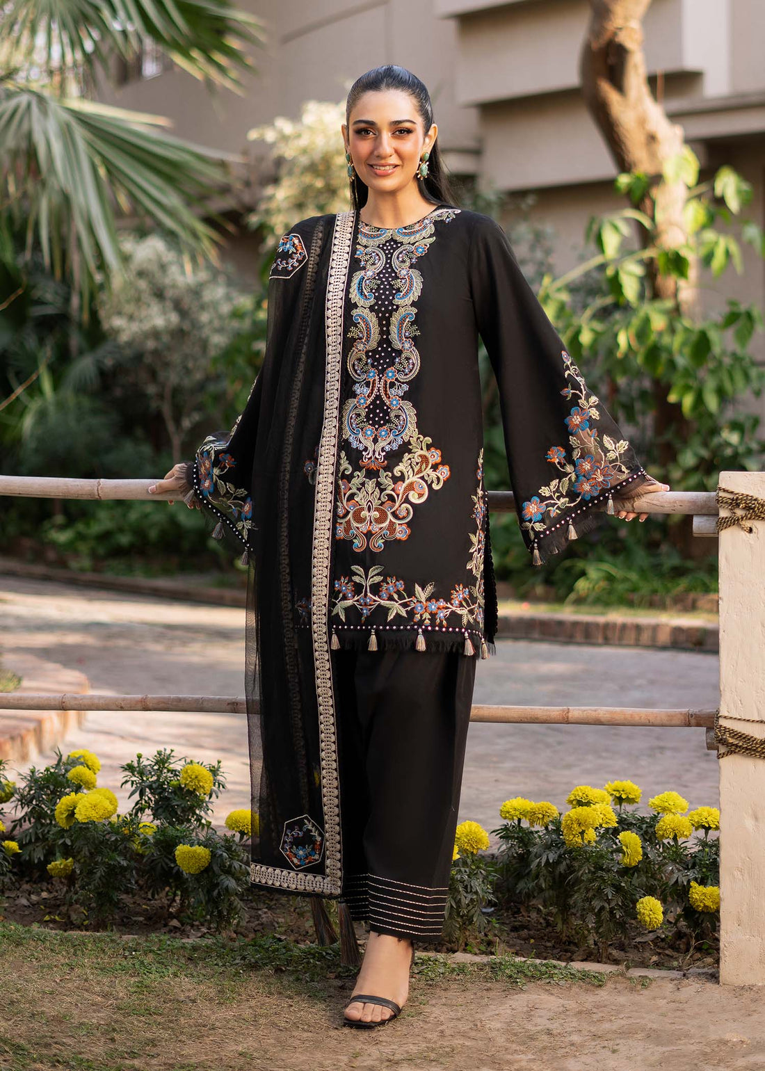 Fozia Khalid | Blossom Festive Lawn 25 | Black viola - by - Libasekhas UK - Registered Vendor of : Fozia Khalid - 100% Original Designer Dresss