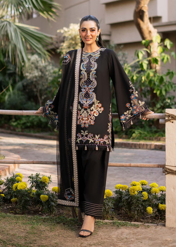 Fozia Khalid | Blossom Festive Lawn 25 | Black viola - by - Libasekhas UK - Registered Vendor of : Fozia Khalid - 100% Original Designer Dresss