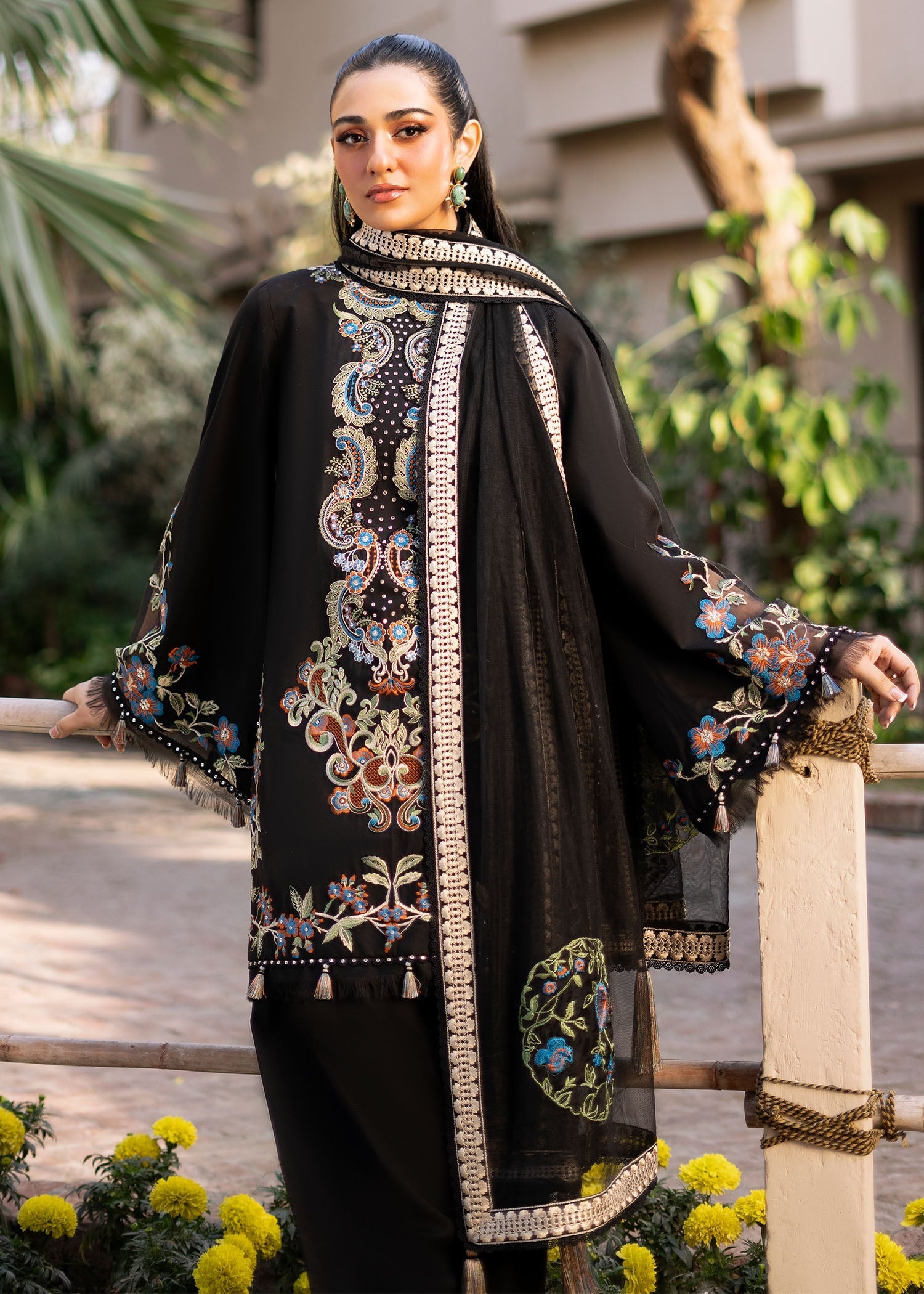 Fozia Khalid | Blossom Festive Lawn 25 | Black viola - by - Libasekhas UK - Registered Vendor of : Fozia Khalid - 100% Original Designer Dresss