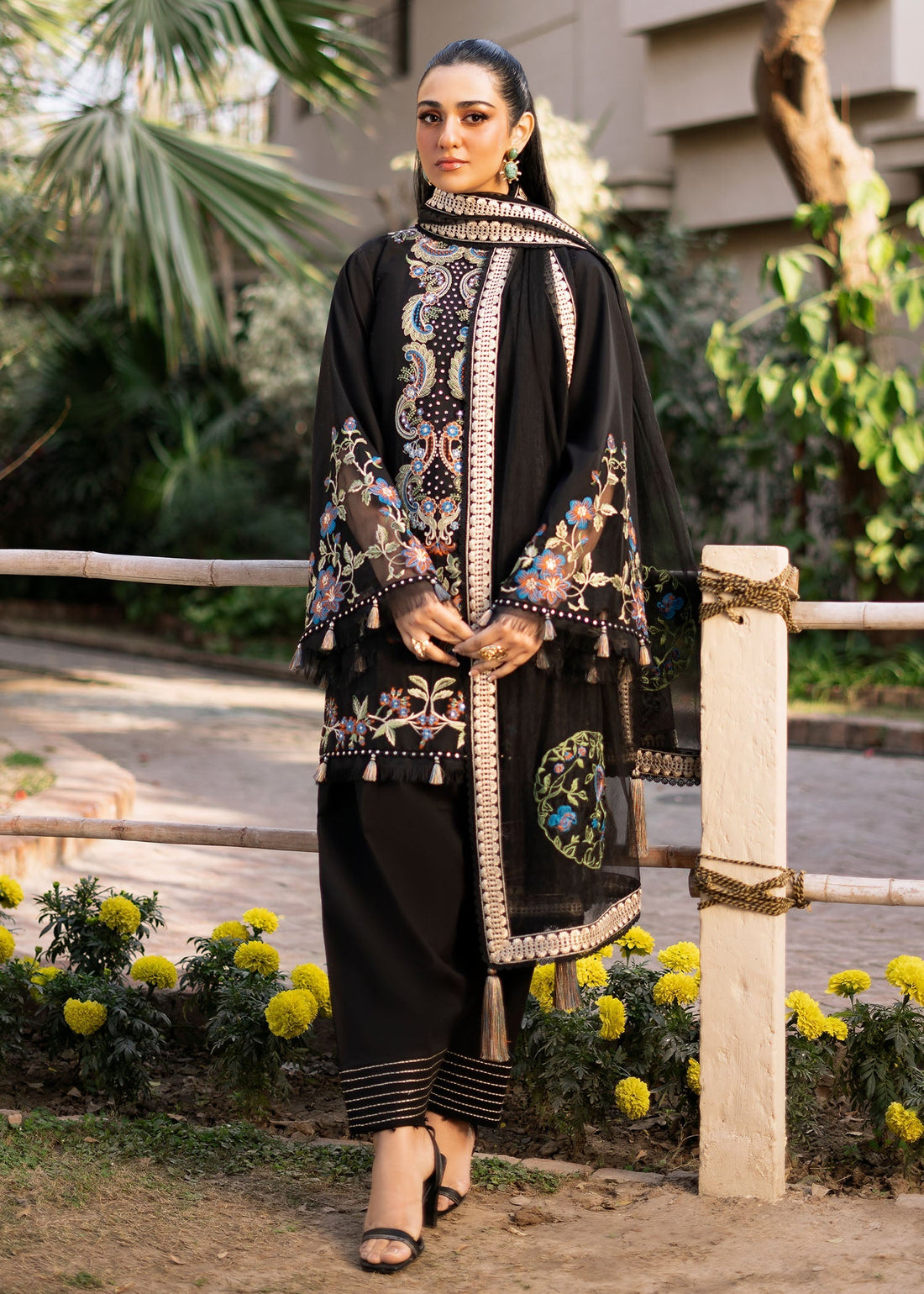 Fozia Khalid | Blossom Festive Lawn 25 | Black viola - by - Libasekhas UK - Registered Vendor of : Fozia Khalid - 100% Original Designer Dresss