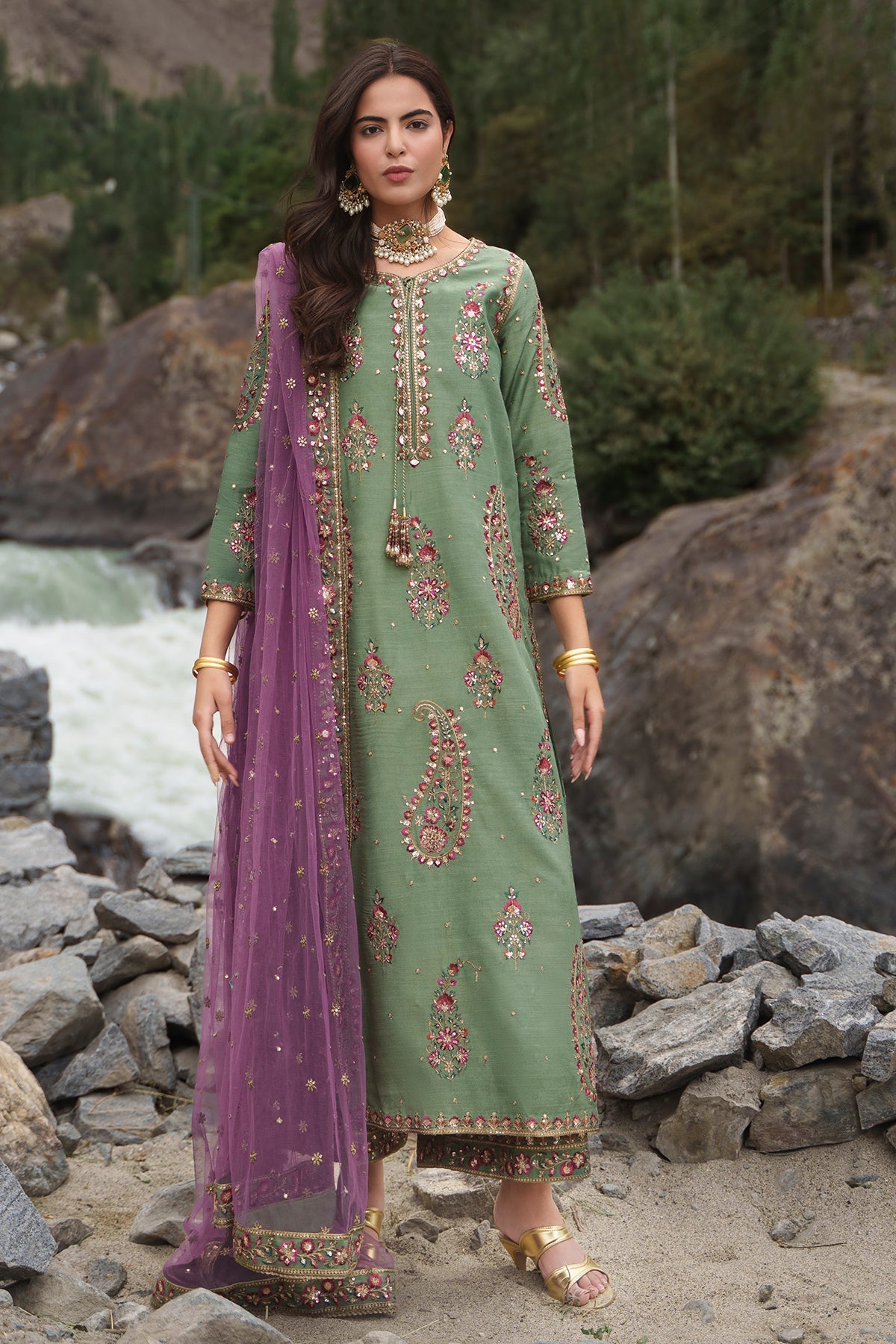 Charizma | Festive Pret | Embroidered Raw Silk CMA-6-446 - by Libasekhas UK - Registered Vendor of : Charizma - 100% Original Designer Dress