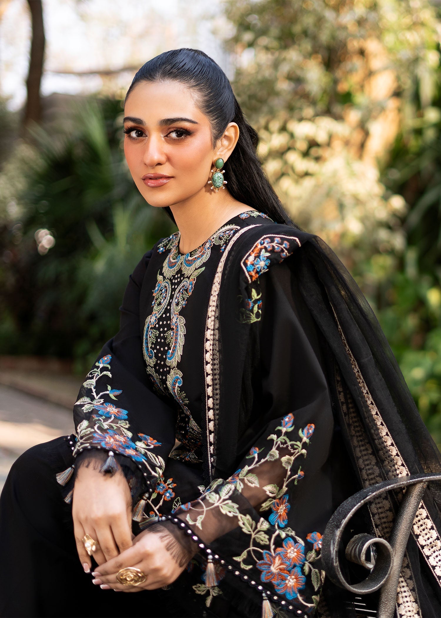 Fozia Khalid | Blossom Festive Lawn 25 | Black viola - by - Libasekhas UK - Registered Vendor of : Fozia Khalid - 100% Original Designer Dresss