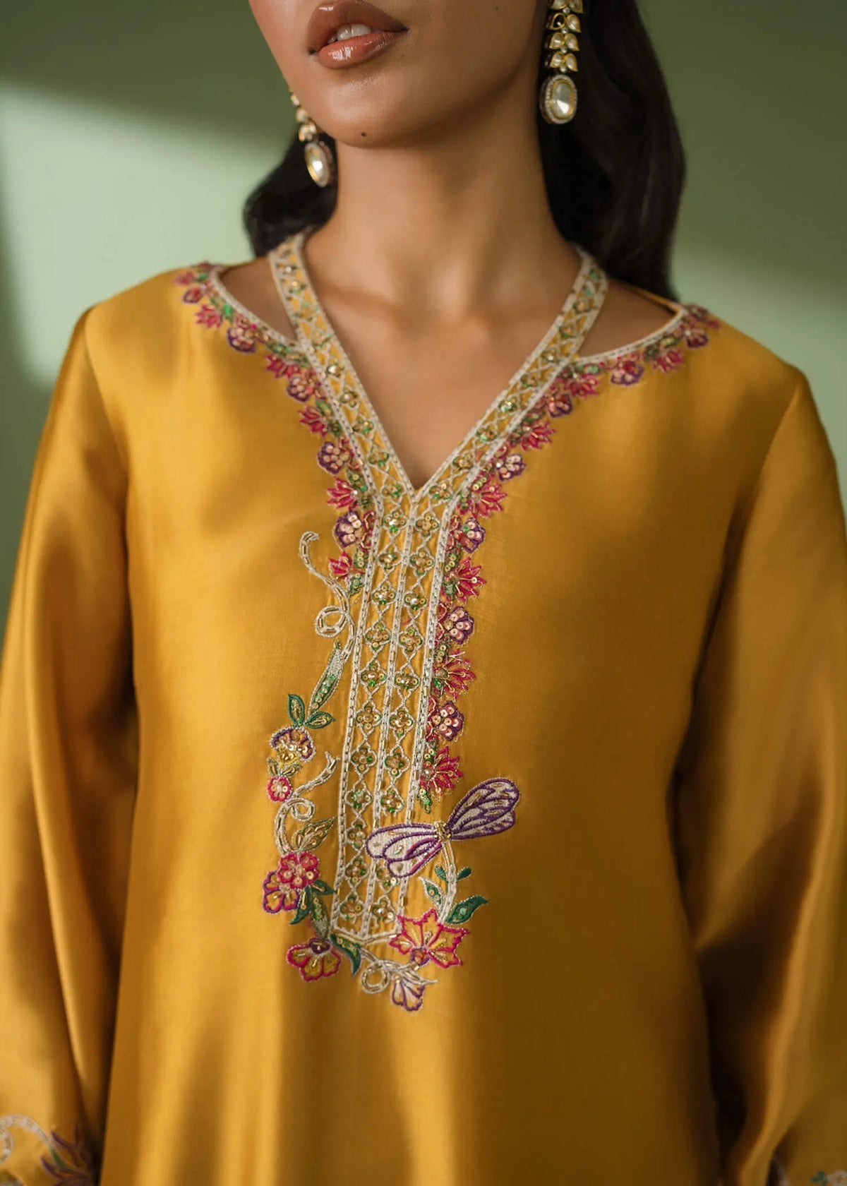 Jeem | Celestial Luxe Formals | MOSS MUSTARD - by Libasekhas UK - Registered Vendor of : Jeem - 100% Original Designer Dress