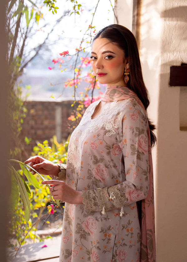 Myeesha | Lamhay Luxury Lawn 25 | Kanwal (Long Shirt) - by - Libasekhas UK - Registered Vendor of : Myeesha - 100% Original Designer Dresss