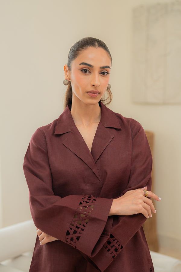 Sahar | Pre Essential Emb Edit | Cherry Noir - by Libasekhas UK - Registered Vendor of : Sahar - 100% Original Designer Dress
