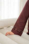 Sahar | Pre Essential Emb Edit | Cherry Noir - by Libasekhas UK - Registered Vendor of : Sahar - 100% Original Designer Dress