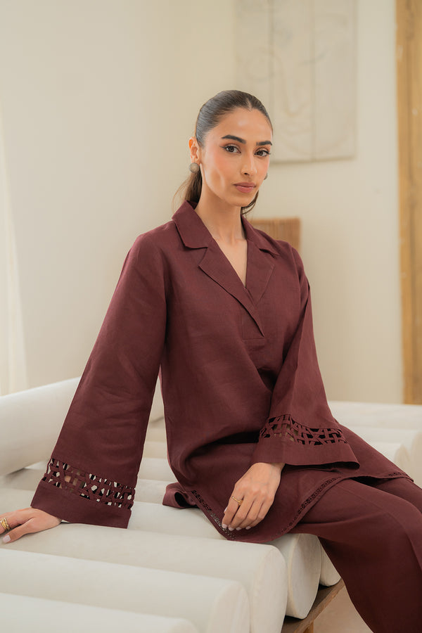 Sahar | Pre Essential Emb Edit | Cherry Noir - by Libasekhas UK - Registered Vendor of : Sahar - 100% Original Designer Dress