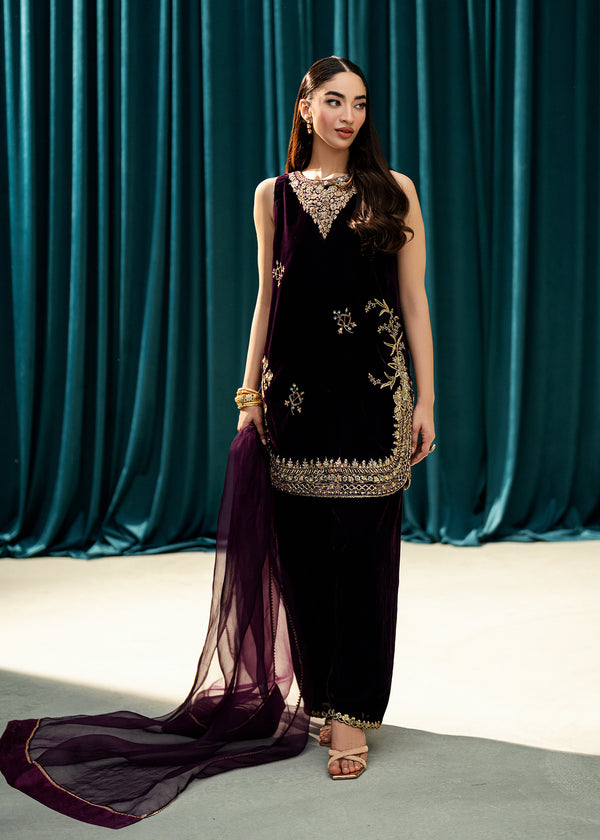 Umsha | Velvet Code | Plum Echo - by Libasekhas UK - Registered Vendor of : Umsha - 100% Original Designer Dress