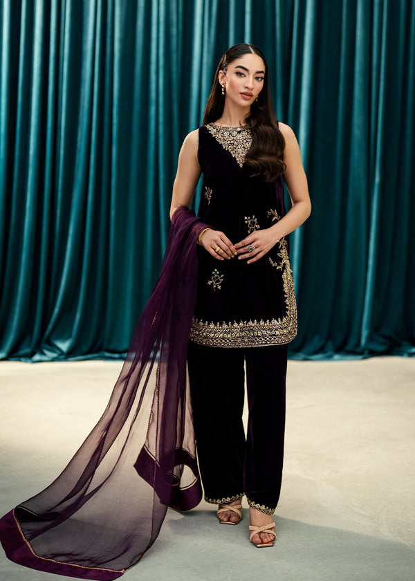 Umsha | Velvet Code | Plum Echo - by Libasekhas UK - Registered Vendor of : Umsha - 100% Original Designer Dress