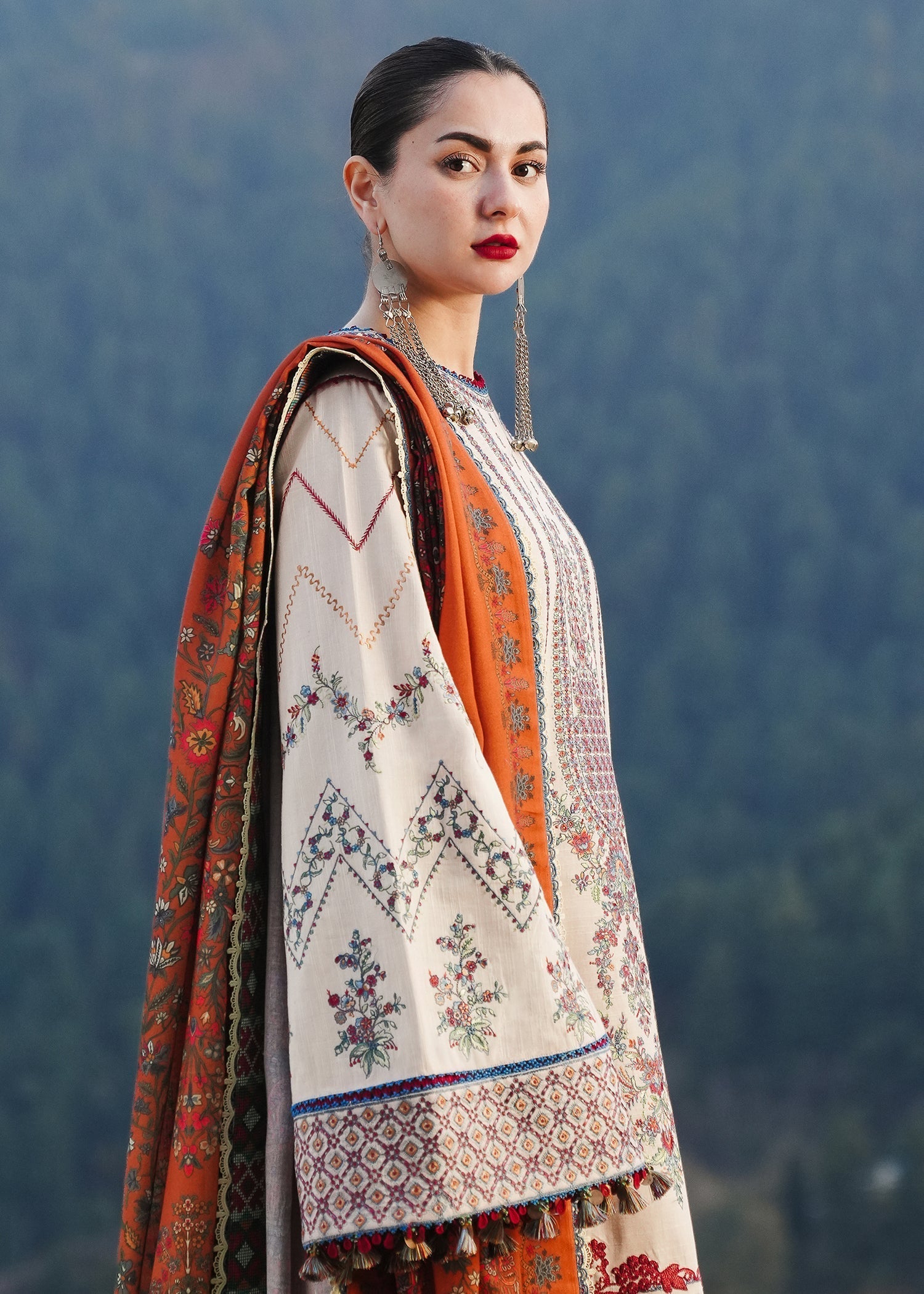 Hussain Rehar | Winter Shawl 24 | Almas - by - Libasekhas UK - Registered Vendor of : Hussain Rehar - 100% Original Designer Dresss