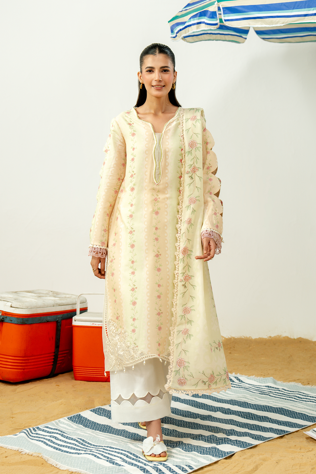 Zarposh | Sundaze Luxe Pret | MARZIPAN - by Libasekhas UK - Registered Vendor of : Zarposh - 100% Original Designer Dress