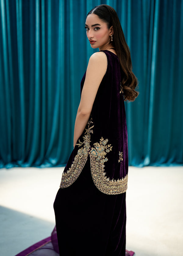 Umsha | Velvet Code | Plum Echo - by Libasekhas UK - Registered Vendor of : Umsha - 100% Original Designer Dress