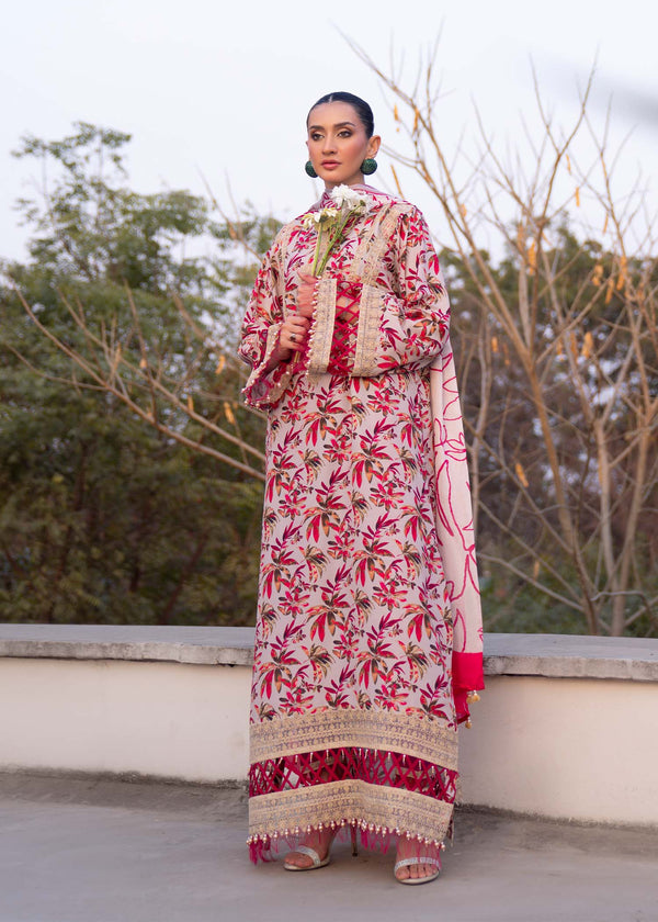 Myeesha | Lamhay Luxury Lawn 25 | Gulab - by - Libasekhas UK - Registered Vendor of : Myeesha - 100% Original Designer Dresss