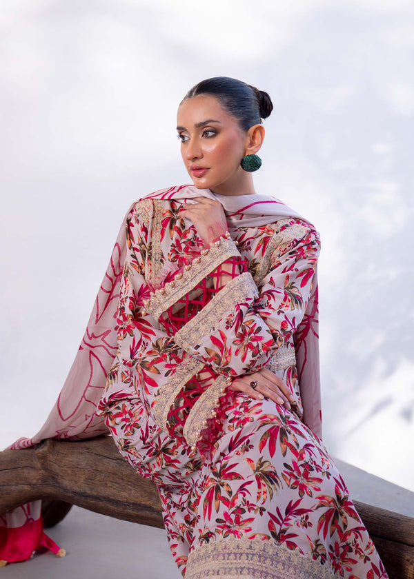 Myeesha | Lamhay Luxury Lawn 25 | Gulab - by - Libasekhas UK - Registered Vendor of : Myeesha - 100% Original Designer Dresss