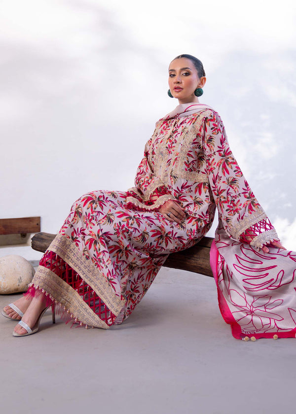 Myeesha | Lamhay Luxury Lawn 25 | Gulab - by - Libasekhas UK - Registered Vendor of : Myeesha - 100% Original Designer Dresss