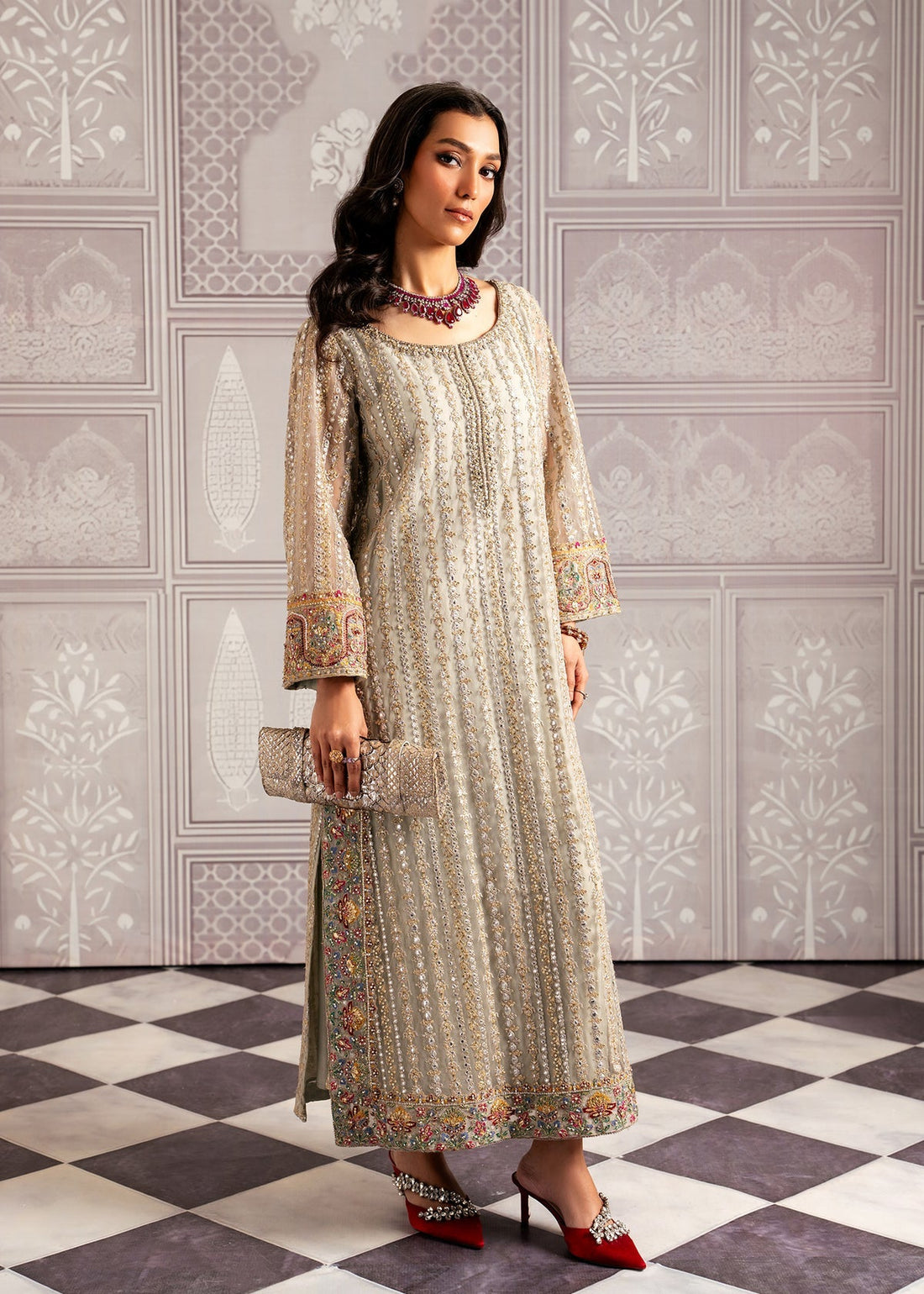 Mahgul | Echoes of Elara | Mint Gold - by - Libasekhas UK - Registered Vendor of : Mahgul - 100% Original Designer Dresss