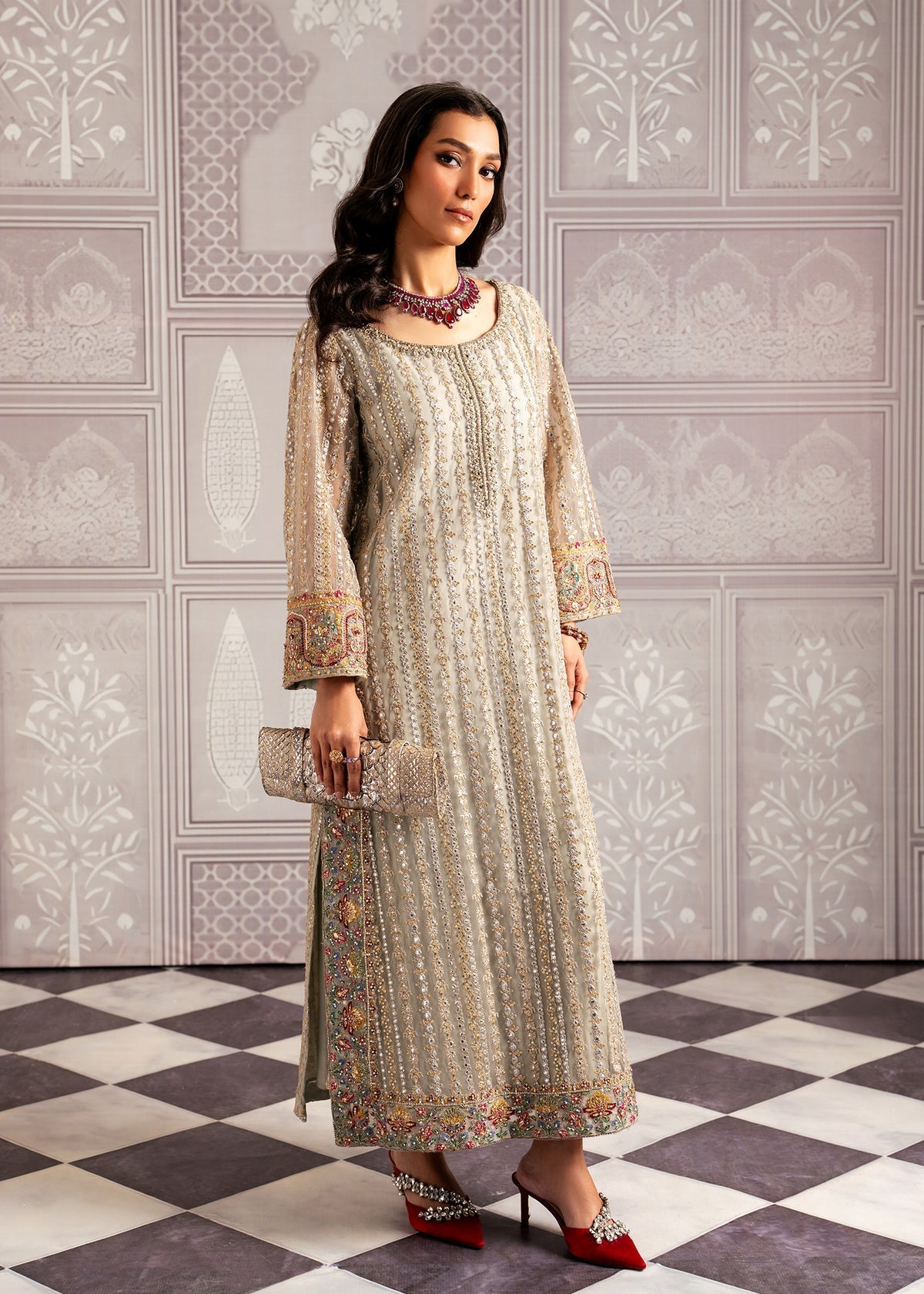 Mahgul | Echoes of Elara | Mint Gold - by - Libasekhas UK - Registered Vendor of : Mahgul - 100% Original Designer Dresss