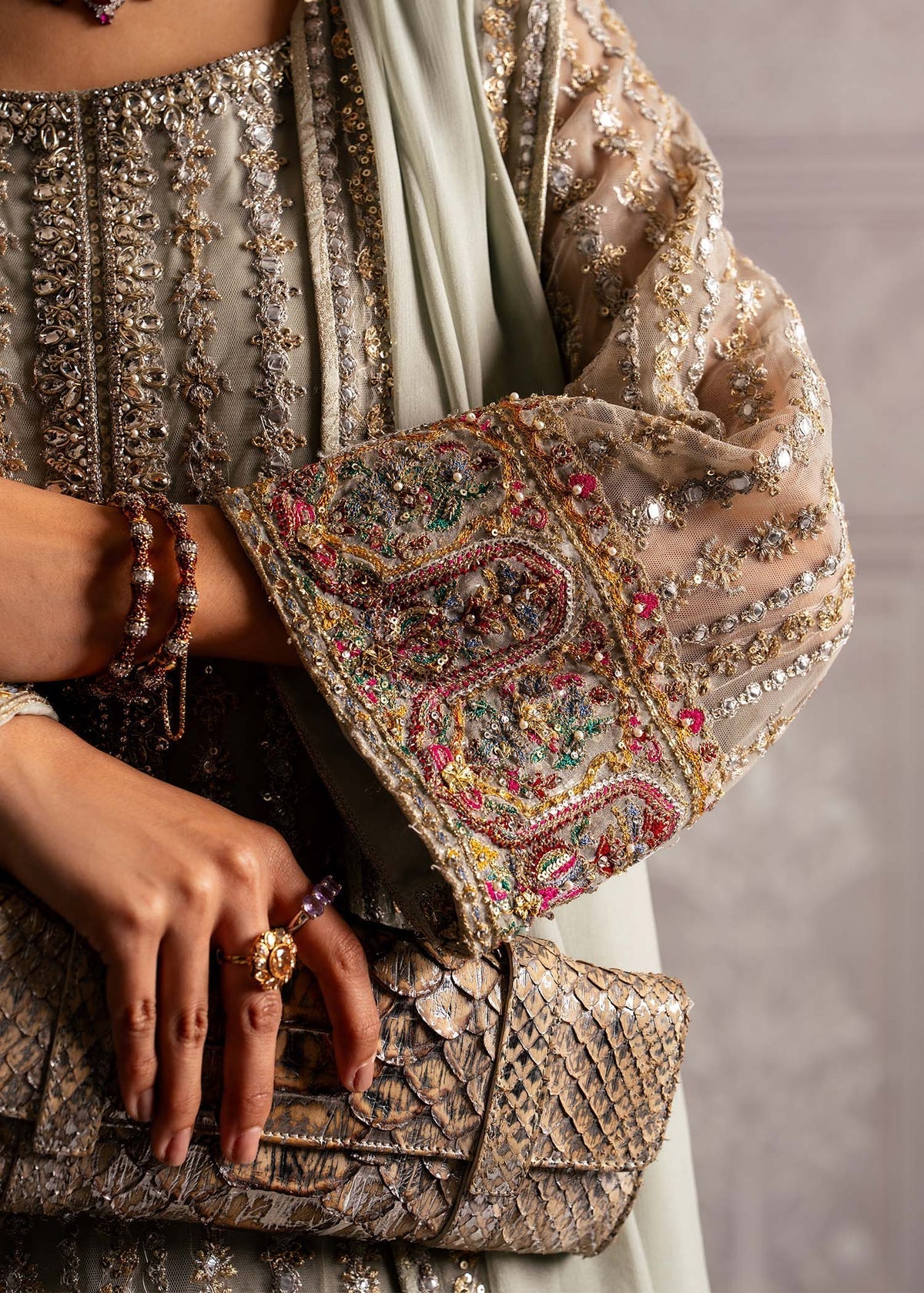 Mahgul | Echoes of Elara | Mint Gold - by - Libasekhas UK - Registered Vendor of : Mahgul - 100% Original Designer Dresss