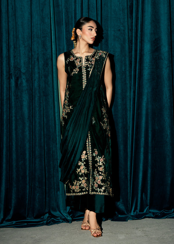 Umsha | Velvet Code | Enchanted Emerald - by Libasekhas UK - Registered Vendor of : Umsha - 100% Original Designer Dress