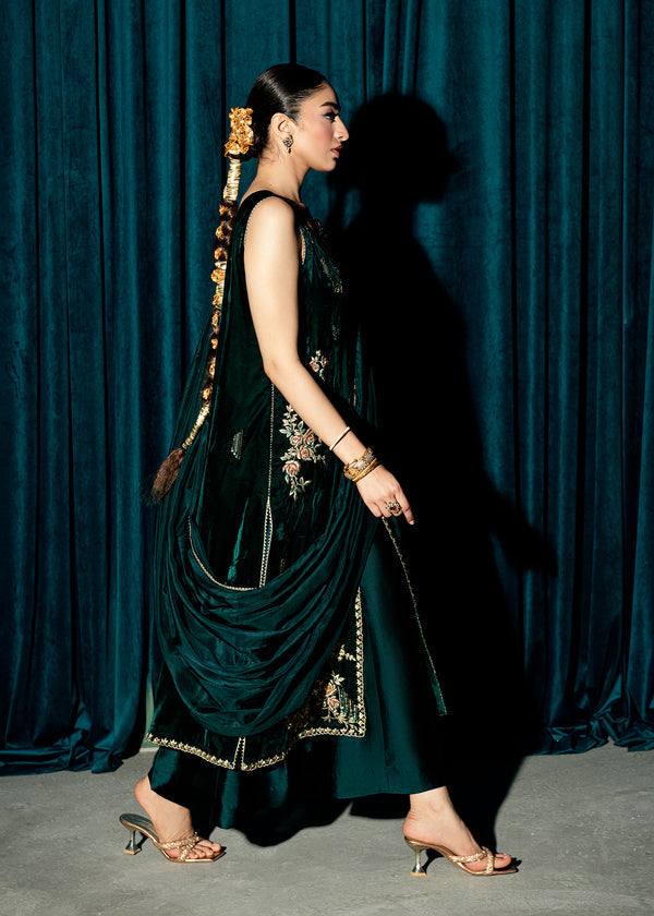 Umsha | Velvet Code | Enchanted Emerald - by Libasekhas UK - Registered Vendor of : Umsha - 100% Original Designer Dress