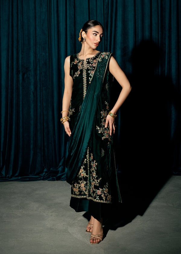 Umsha | Velvet Code | Enchanted Emerald - by Libasekhas UK - Registered Vendor of : Umsha - 100% Original Designer Dress