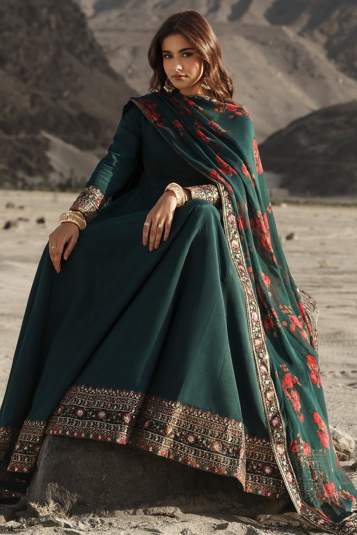 Charizma | Festive Pret | 3 Pcs Stitched Raw Silk Pishwas CMA-6-430-T-Green - by Libasekhas UK - Registered Vendor of : Charizma - 100% Original Designer Dress