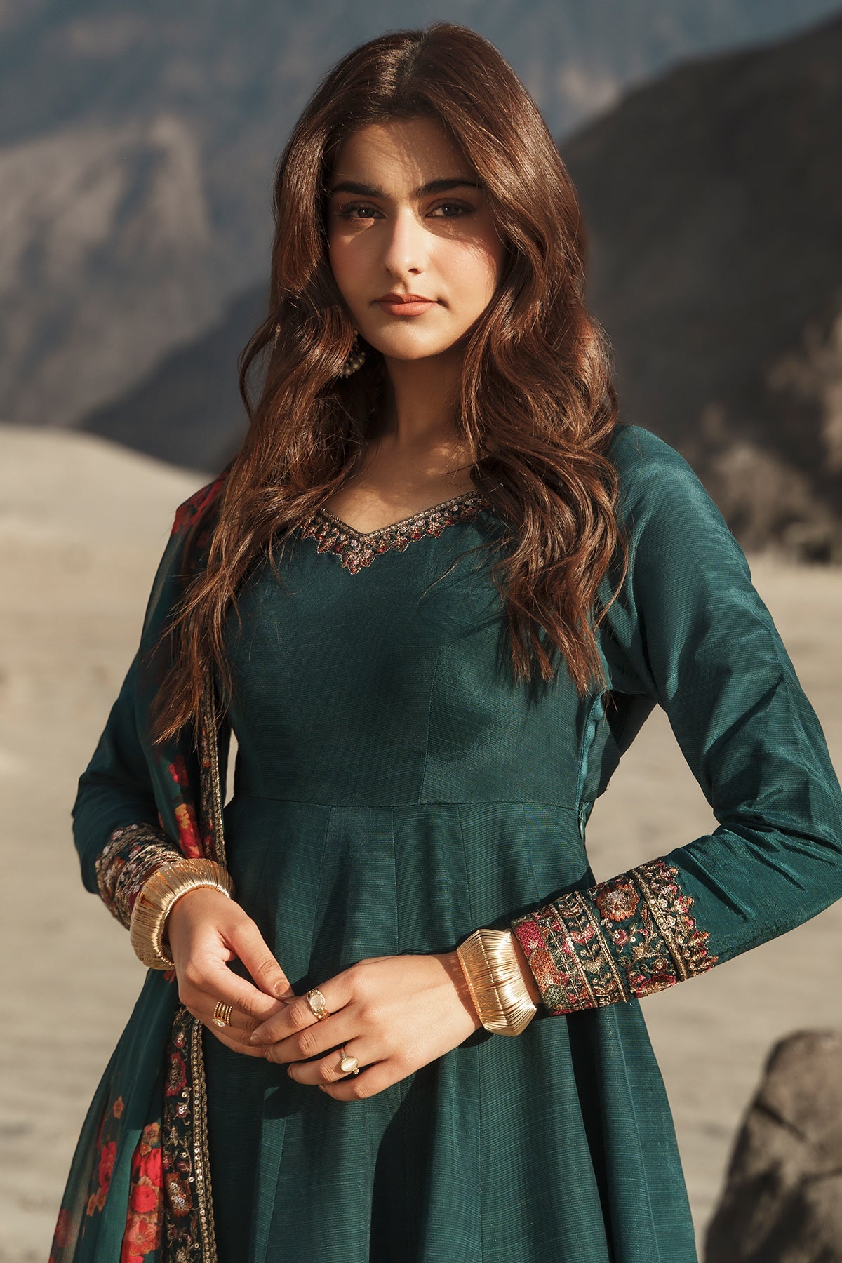 Charizma | Festive Pret | 3 Pcs Stitched Raw Silk Pishwas CMA-6-430-T-Green - by Libasekhas UK - Registered Vendor of : Charizma - 100% Original Designer Dress