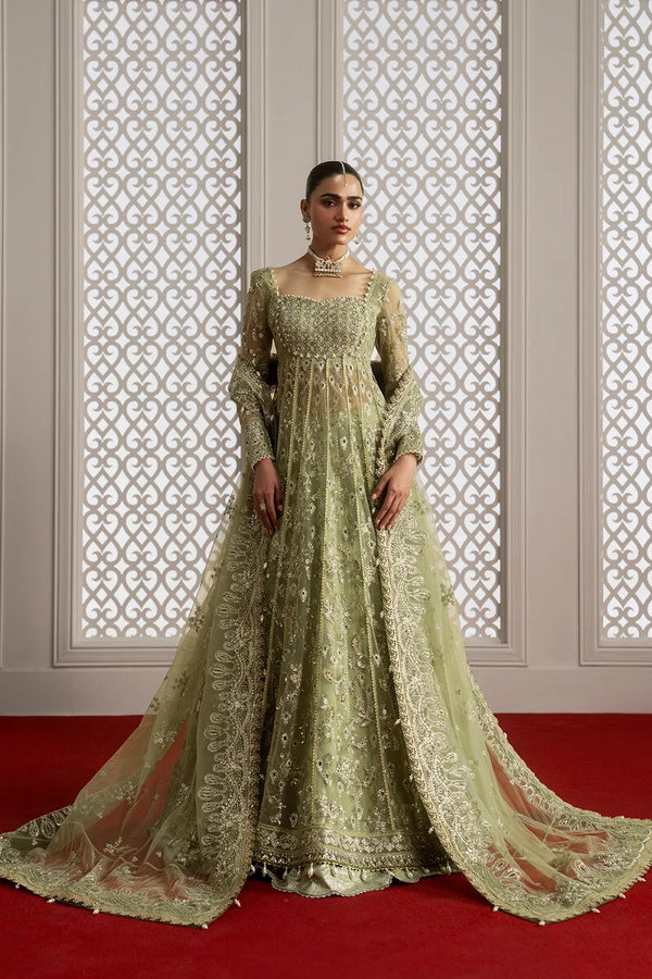Afrozeh | AURE | Sage Green Pishwas & Lehnga- Theodora