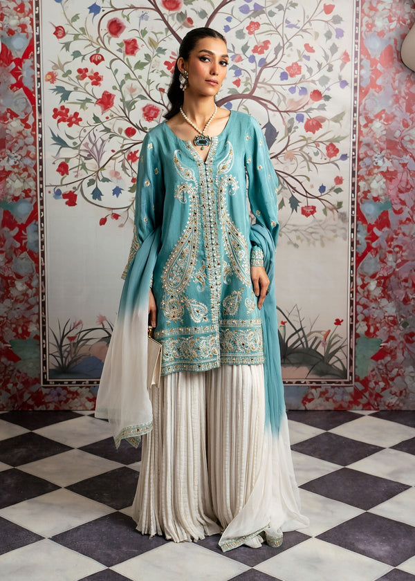 Mahgul | Echoes of Elara | Turqoise Dream - by - Libasekhas UK - Registered Vendor of : Mahgul - 100% Original Designer Dresss