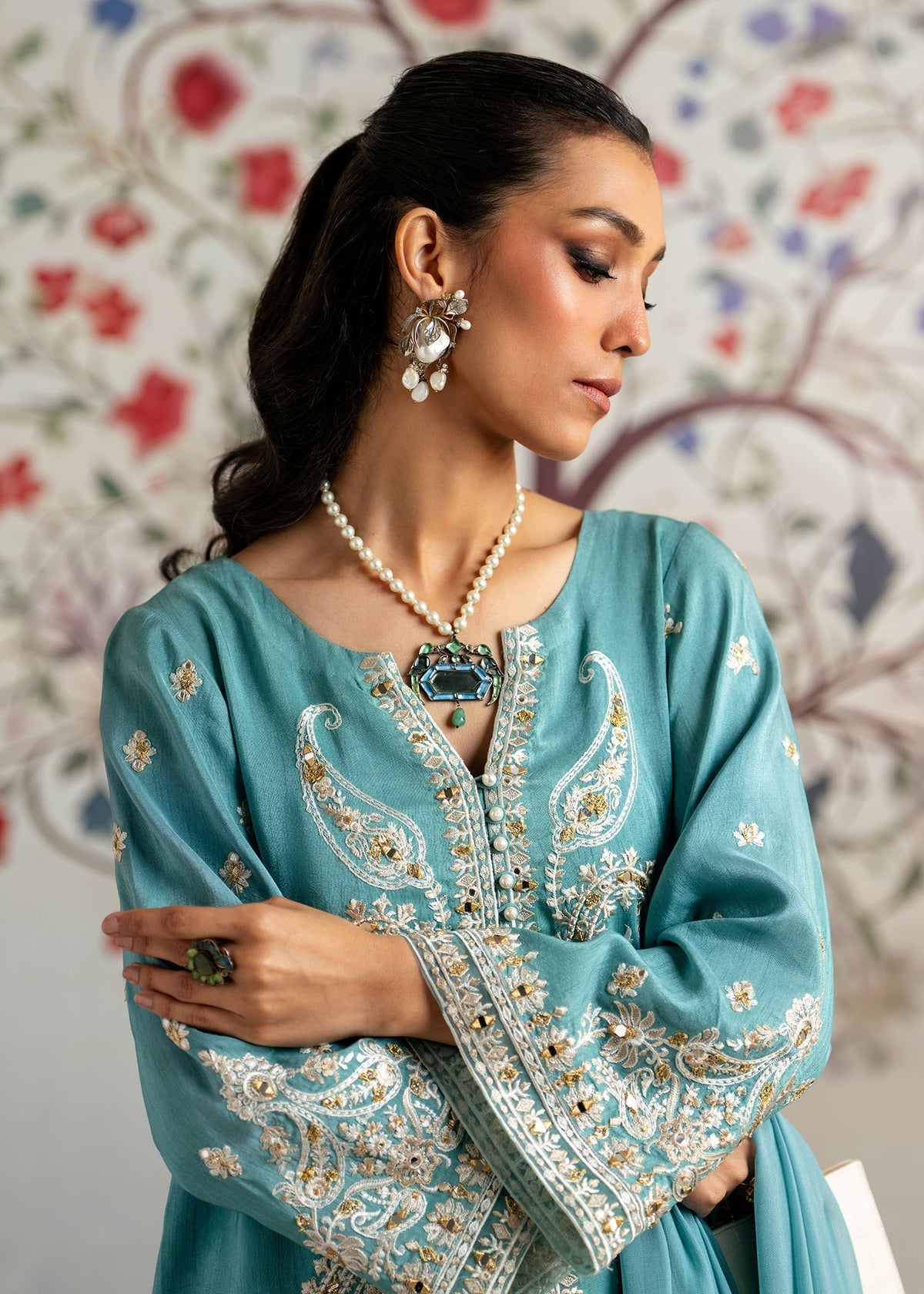 Mahgul | Echoes of Elara | Turqoise Dream - by - Libasekhas UK - Registered Vendor of : Mahgul - 100% Original Designer Dresss