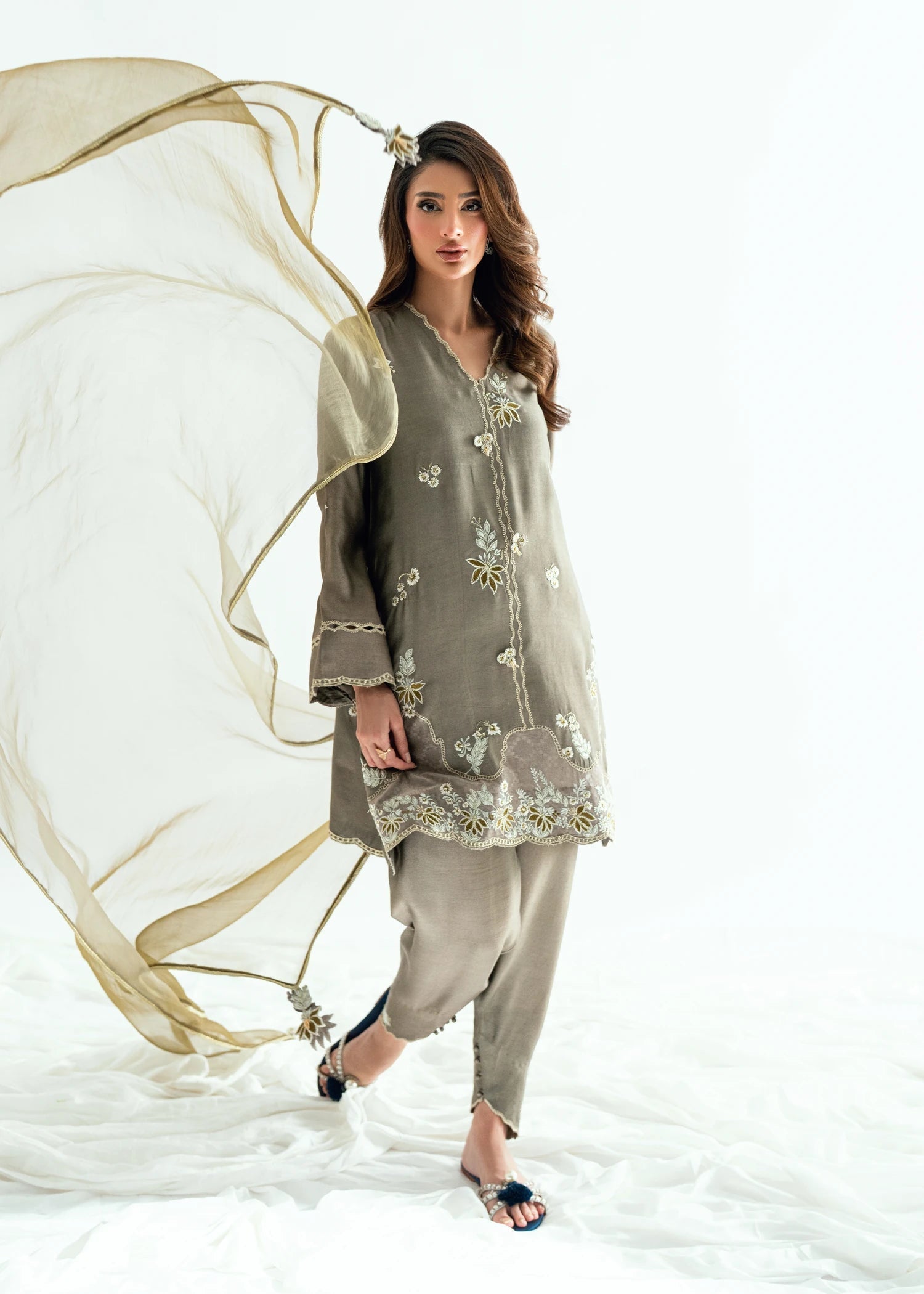 Umsha | Jardin De Luxe |Royal Ash - by Libasekhas UK - Registered Vendor of : Umsha - 100% Original Designer Dress
