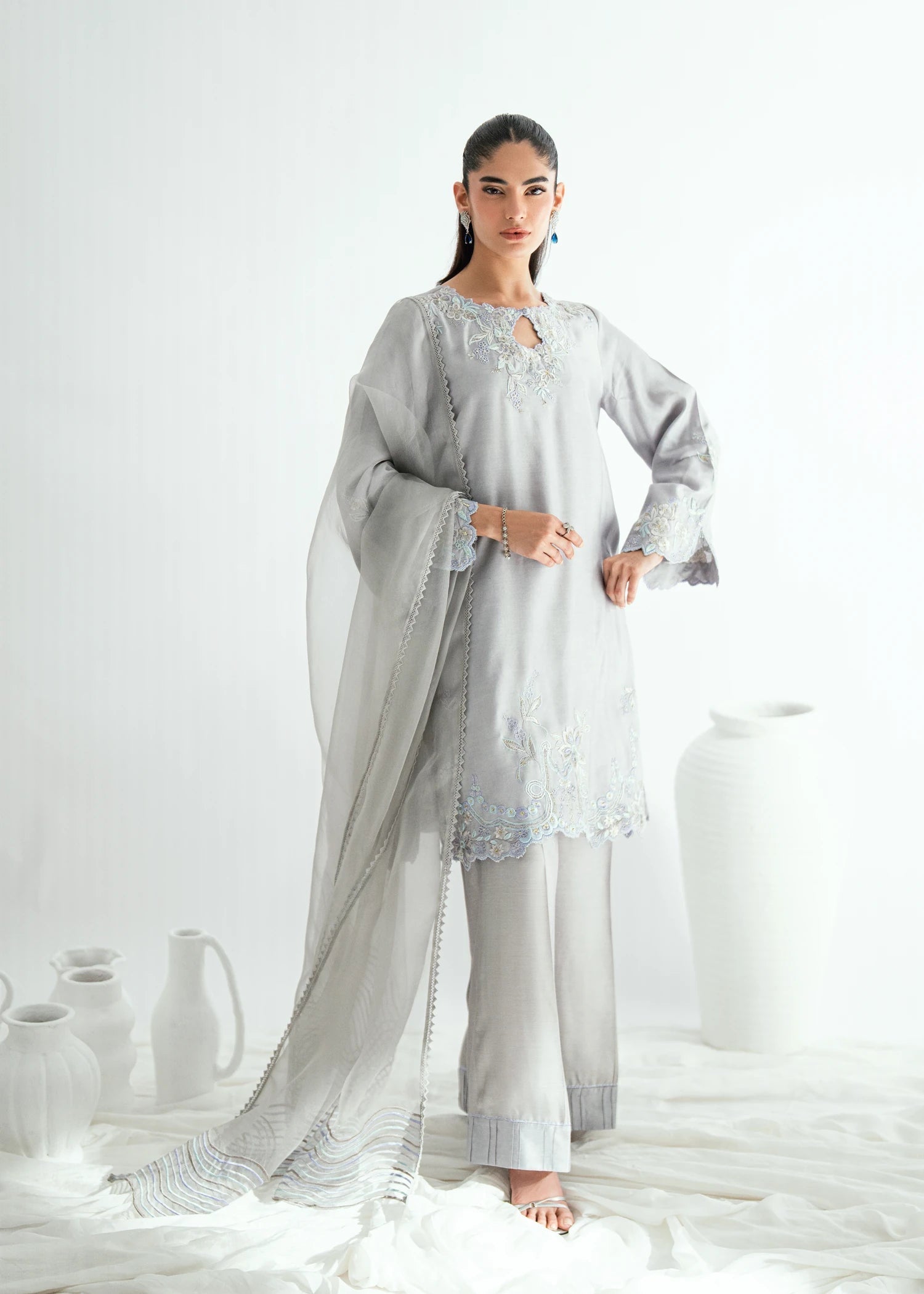 Umsha | Jardin De Luxe | Silver Mist - by Libasekhas UK - Registered Vendor of : Umsha - 100% Original Designer Dress