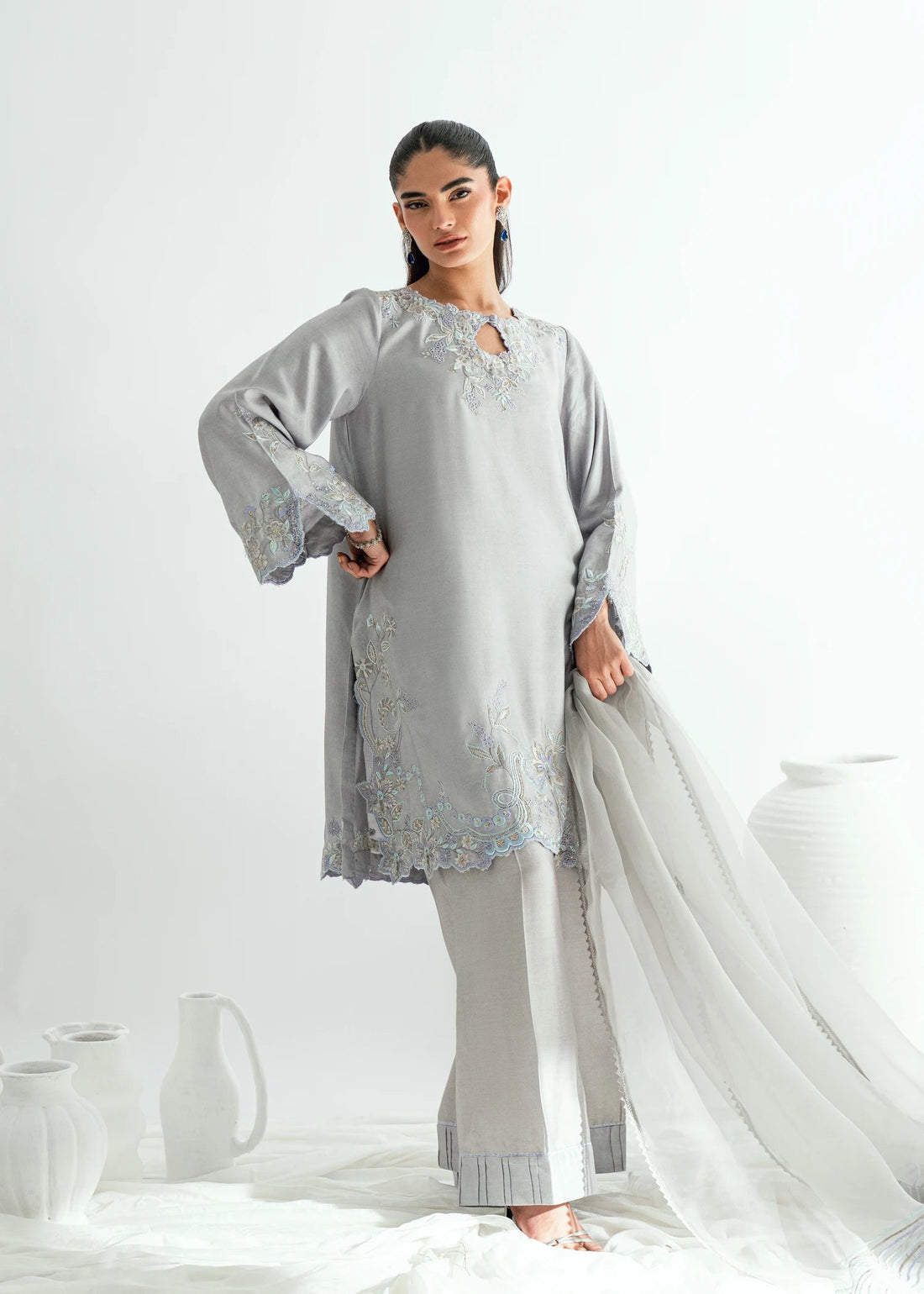 Umsha | Jardin De Luxe | Silver Mist - by Libasekhas UK - Registered Vendor of : Umsha - 100% Original Designer Dress