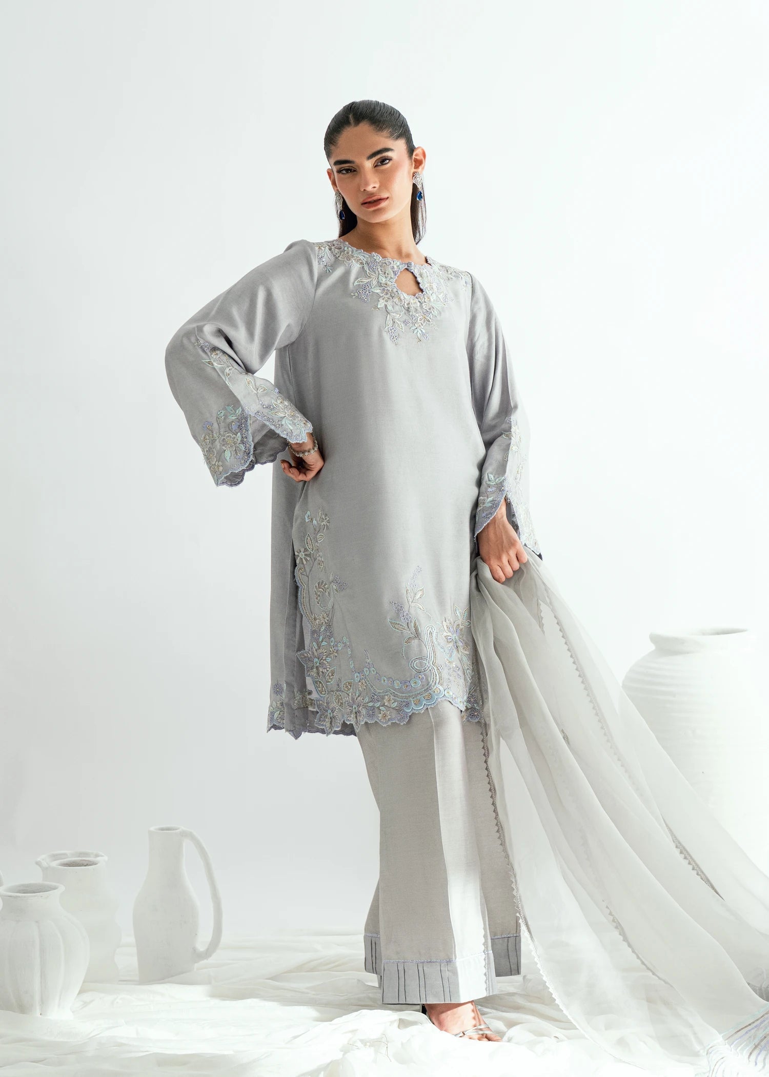 Umsha | Jardin De Luxe | Silver Mist - by Libasekhas UK - Registered Vendor of : Umsha - 100% Original Designer Dress