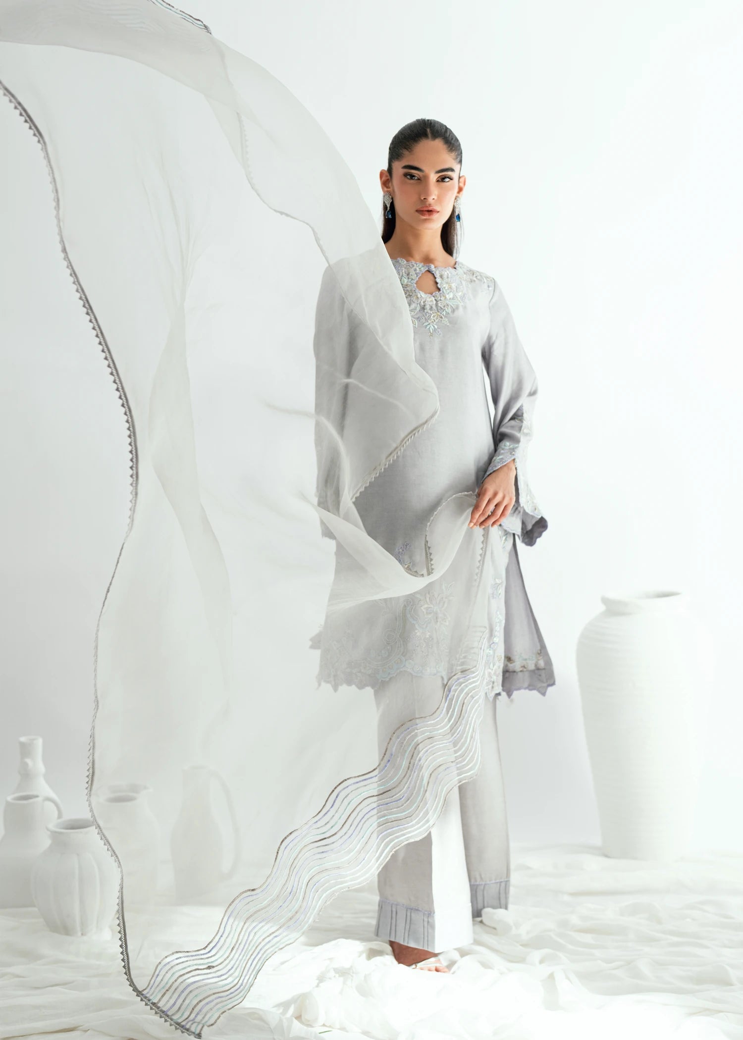 Umsha | Jardin De Luxe | Silver Mist - by Libasekhas UK - Registered Vendor of : Umsha - 100% Original Designer Dress