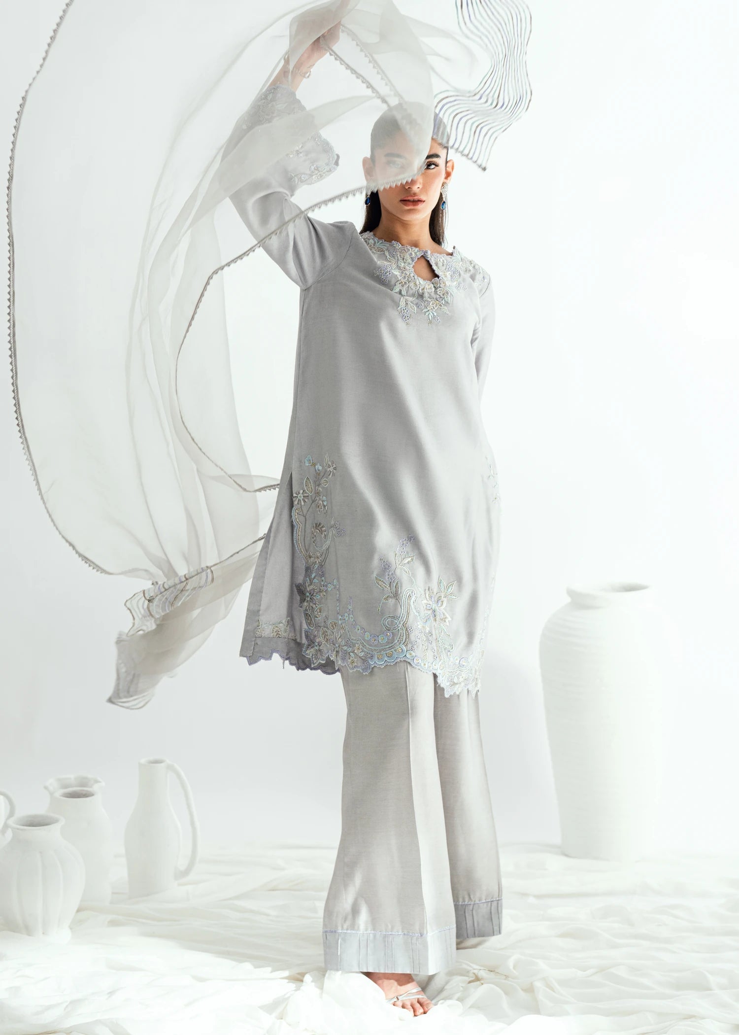 Umsha | Jardin De Luxe | Silver Mist - by Libasekhas UK - Registered Vendor of : Umsha - 100% Original Designer Dress