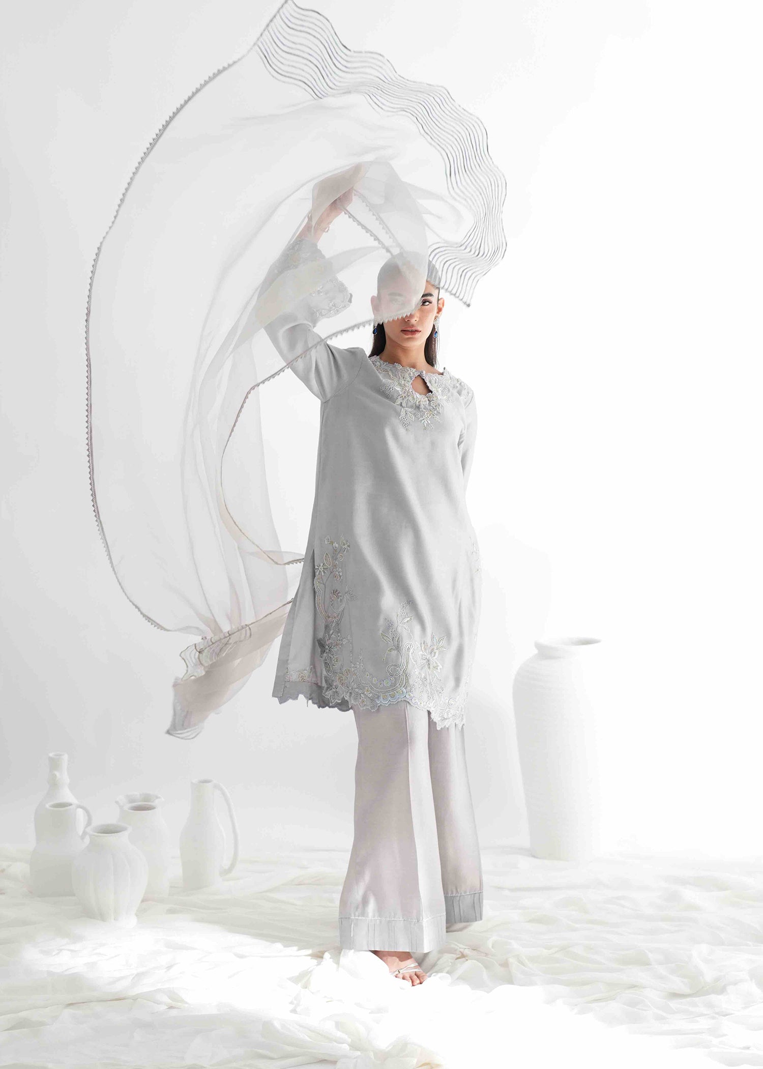 Umsha | Jardin De Luxe | Silver Mist - by Libasekhas UK - Registered Vendor of : Umsha - 100% Original Designer Dress