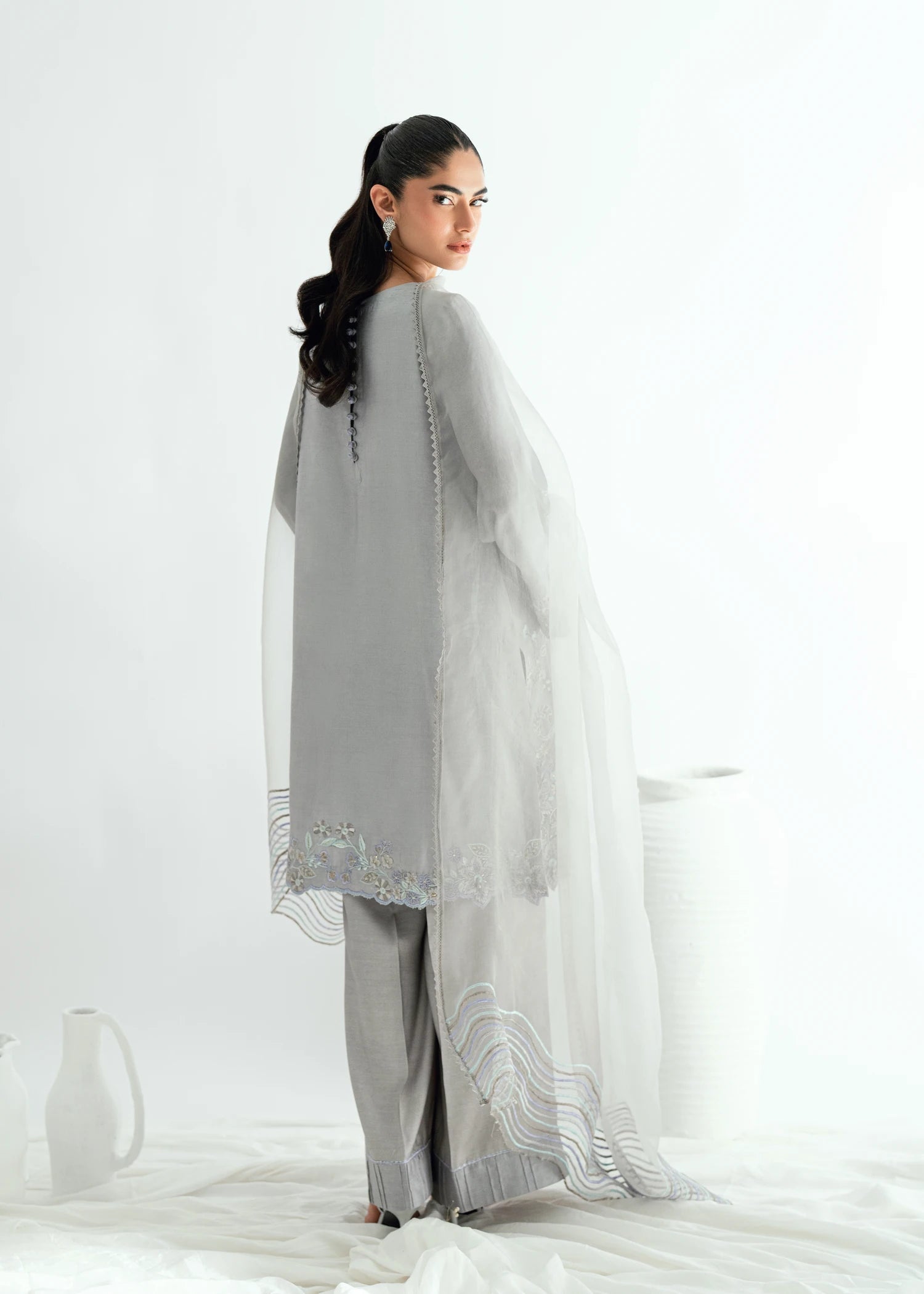 Umsha | Jardin De Luxe | Silver Mist - by Libasekhas UK - Registered Vendor of : Umsha - 100% Original Designer Dress