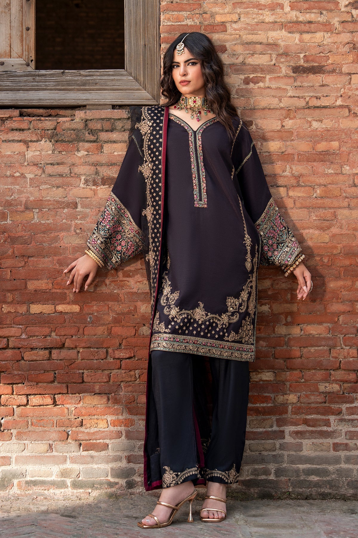 Charizma | Festive Pret | 3-PC Embroidered Raw Silk CMA-6-383 - by Libasekhas UK - Registered Vendor of : Charizma - 100% Original Designer Dress